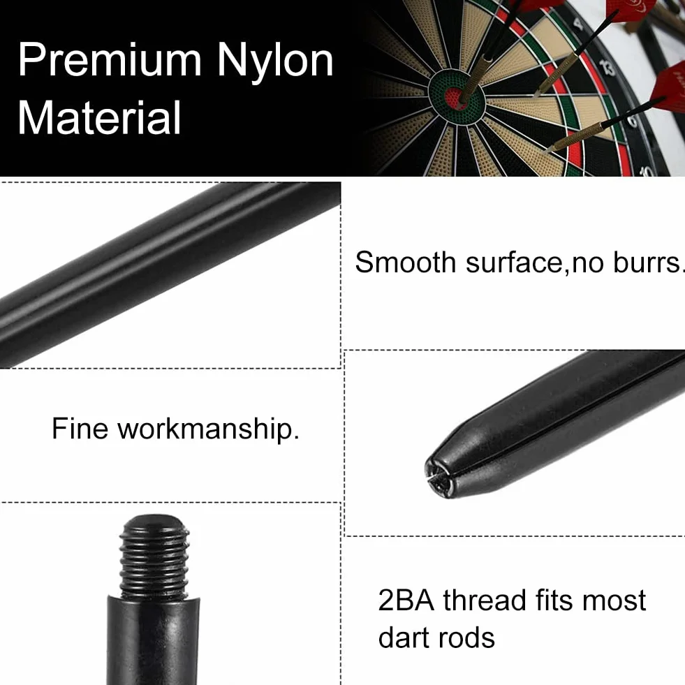 Arbres de Fléchettes en Nylon 2BA 50PCS Accessoire Fléchettes Noir