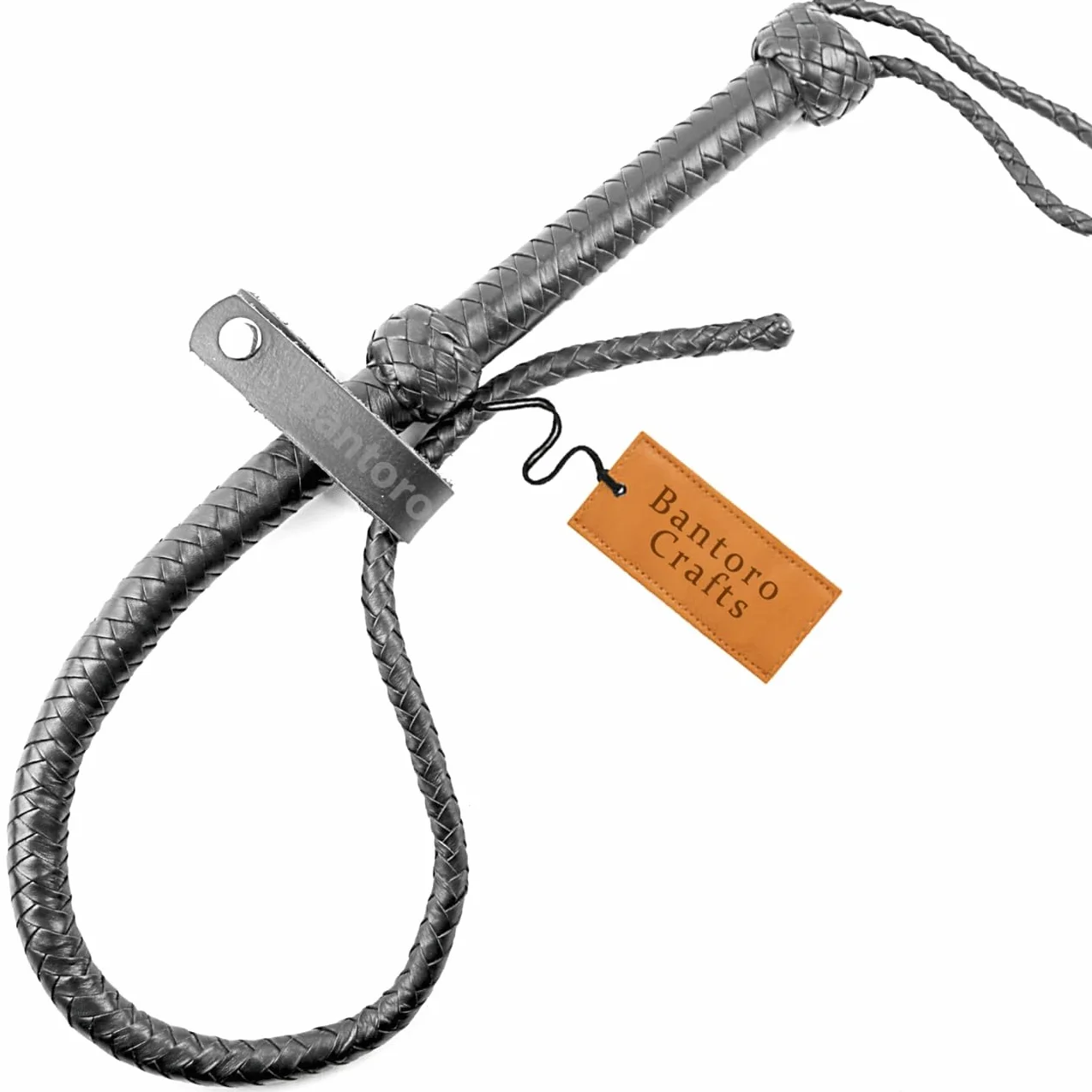 Fouet en cuir de vachette véritable de 0,90 m, 8 couches, fouet à queue unique avec pagaie sur le dessus tressé
