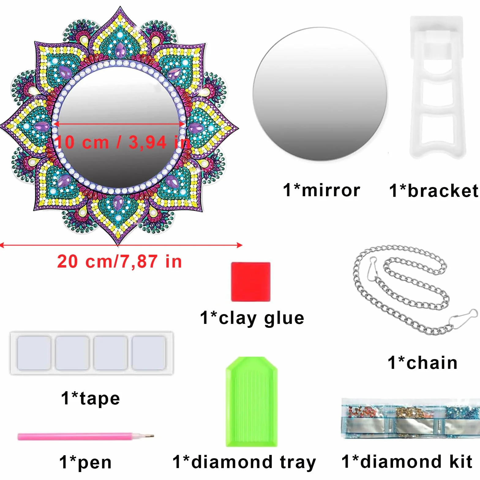 5D Diamond Painting Mirror pour Enfants Filles 6-12 Ans Décoration Chambre