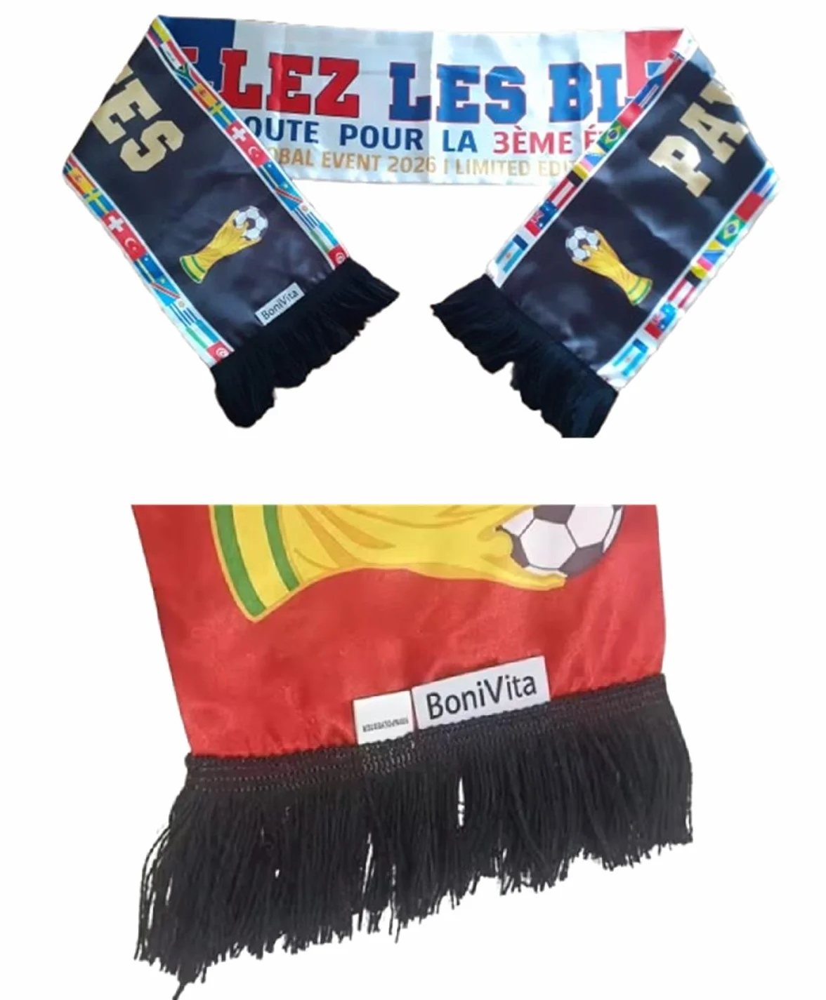 Echarpe supporter France&Nations du Monde-Editon limitée Evénémént Mondial 2026- Impression Sublimation Recto-Verso