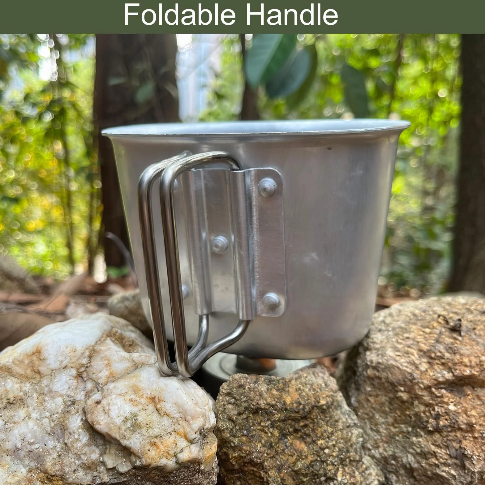 BeGrit Bouteille d'eau militaire avec bouteille d'eau de 1 L pliable en aluminium avec poignée et sac de rangement pour la survie en plein air, la randonnée, la randonnée (vert)