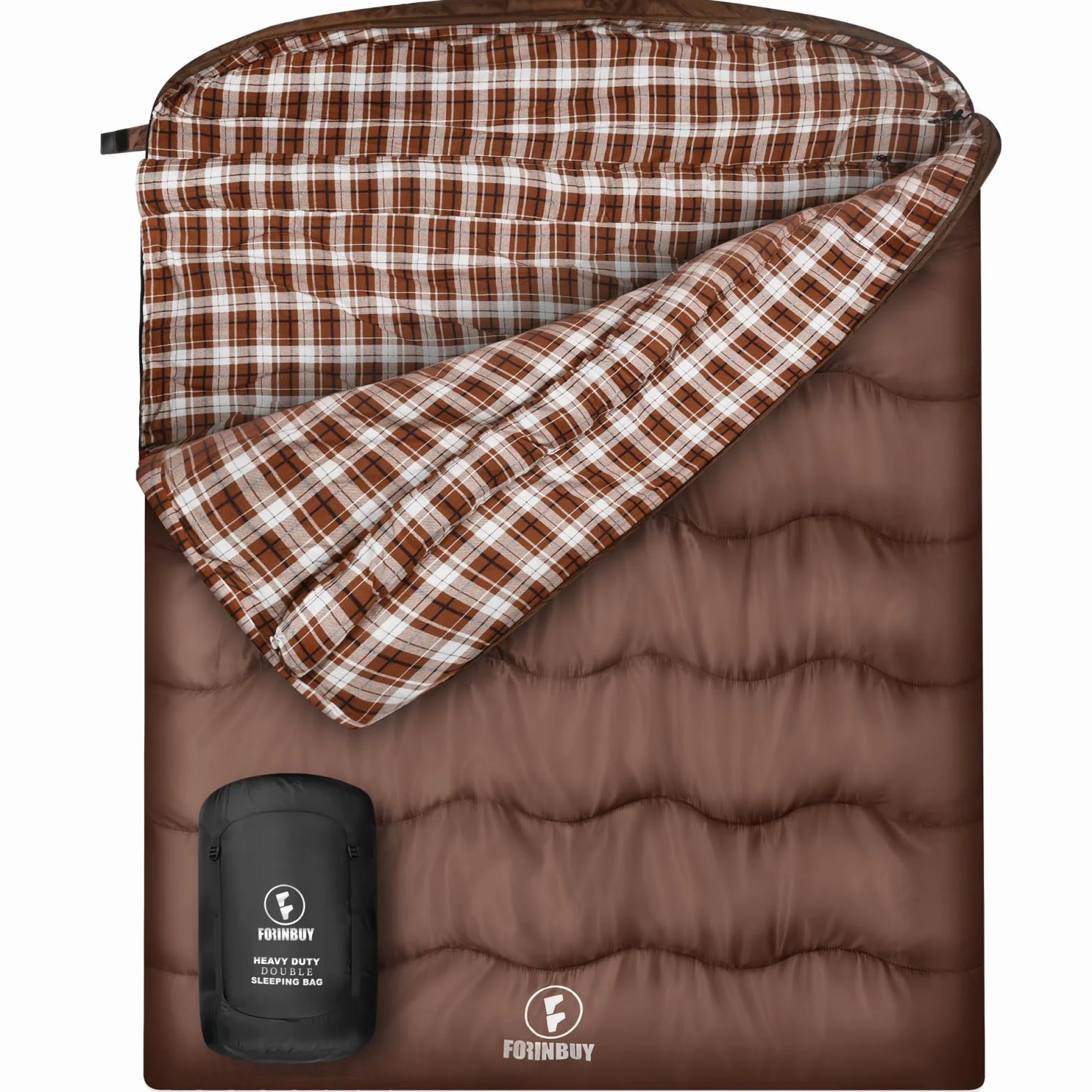 Sac de Couchage Double 2 Personnes Hiver - Flanelle de Coton 100%, Chaud et Imperméable pour Adulte, Camping Voyage Extérieur Maison