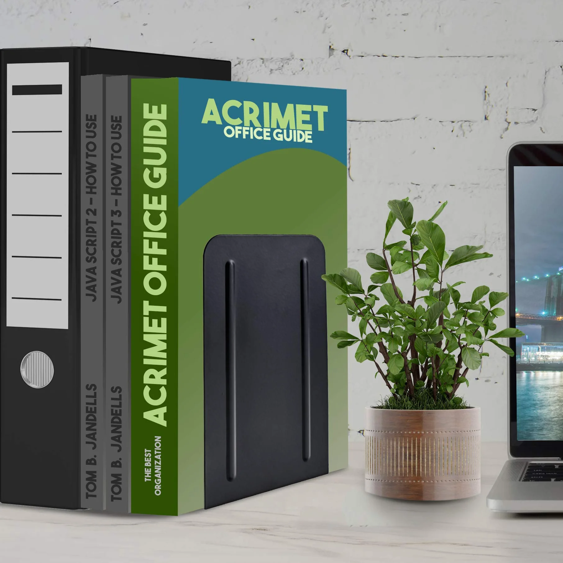 Acrimet Serre-Livres en Métal Robuste Noir 1 Paire