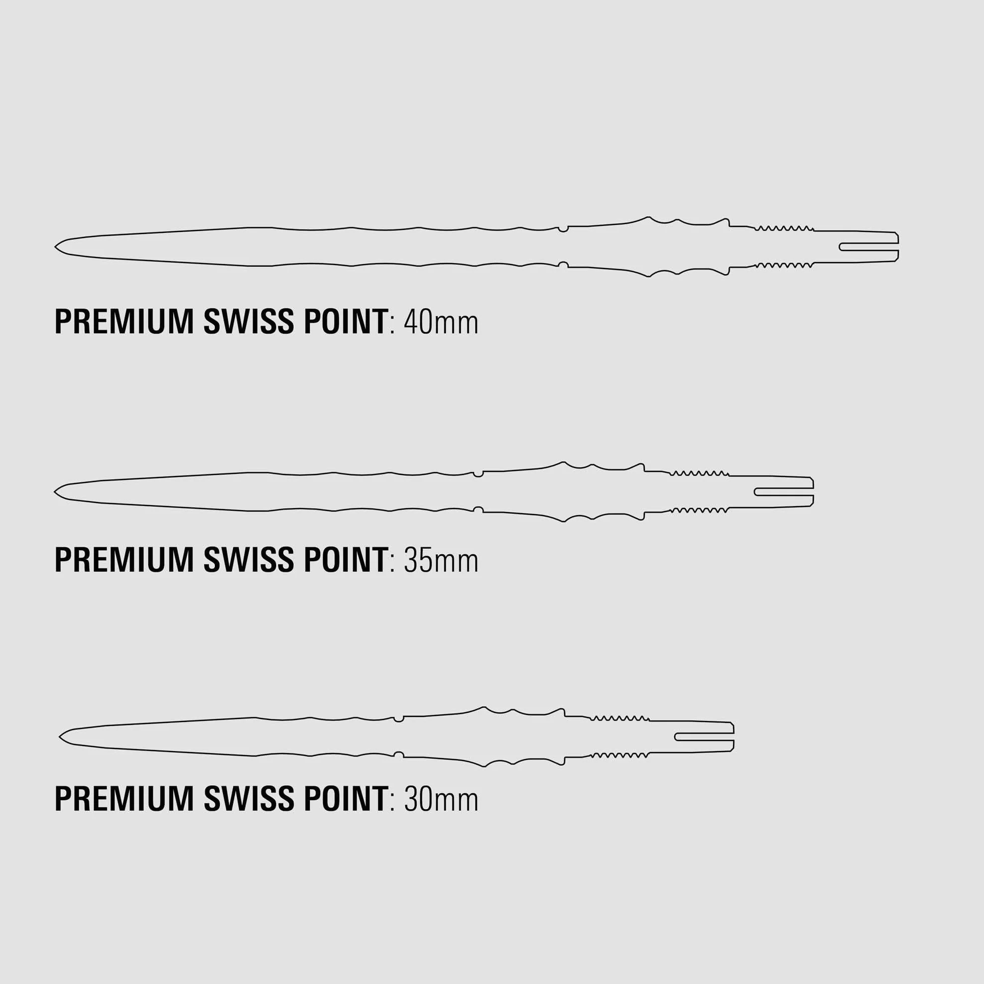 Swiss Pointes Lot de 3 Embouts 30MM/35MM/40MM Noir Silice Bleu Argent Accessoires Professionnels pour Fléchettes
