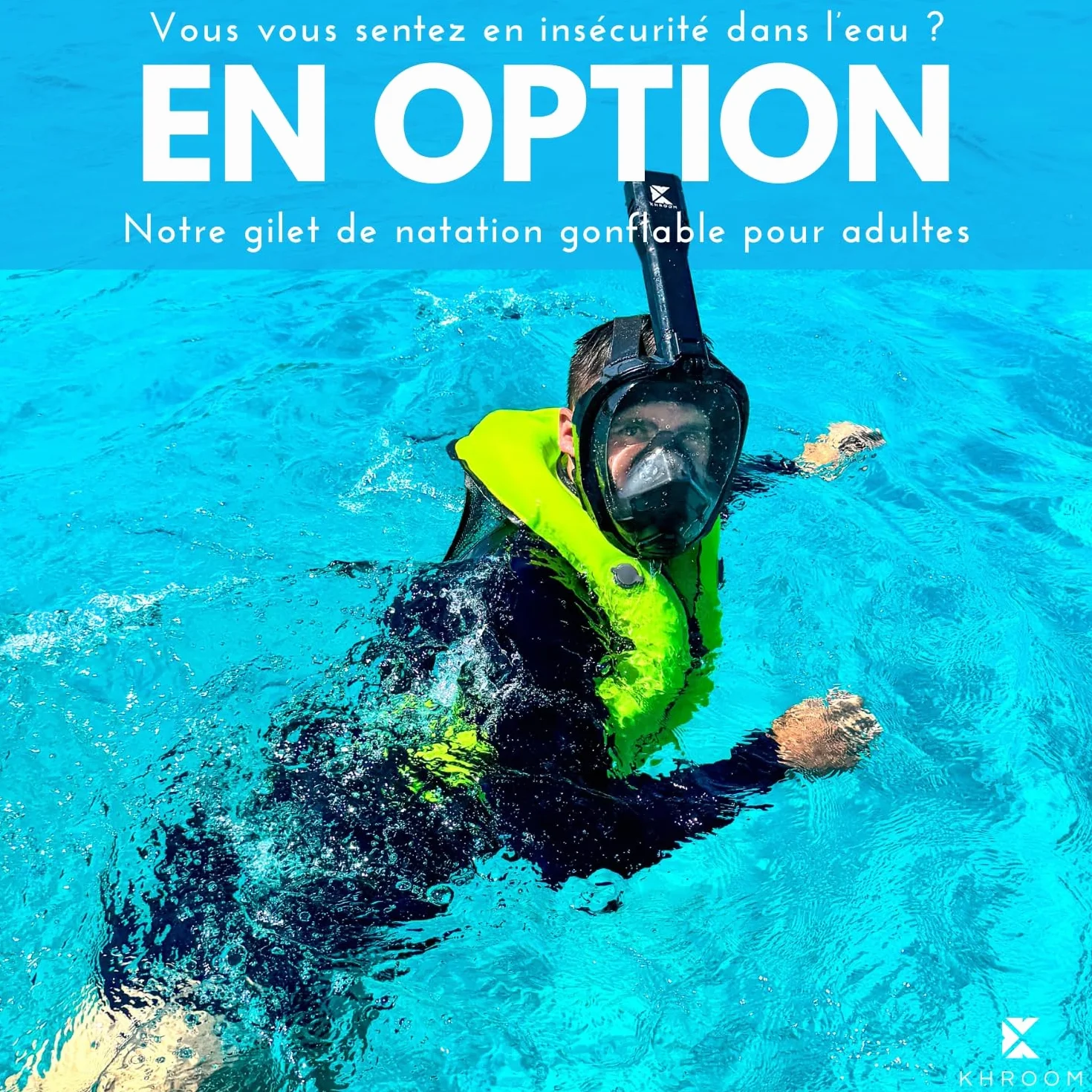 Khroom Masque de Plongée Intégral Seaview Pro Snorkeling Plein Visage Adulte sans Risque CO2