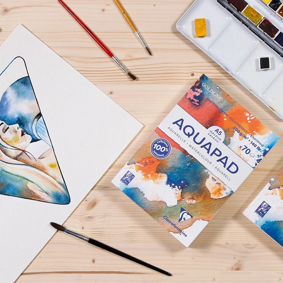 Clairefontaine Goldline Aquapad Bloc Aquarelle A5 300g 70 Feuilles 14,8x21 cm