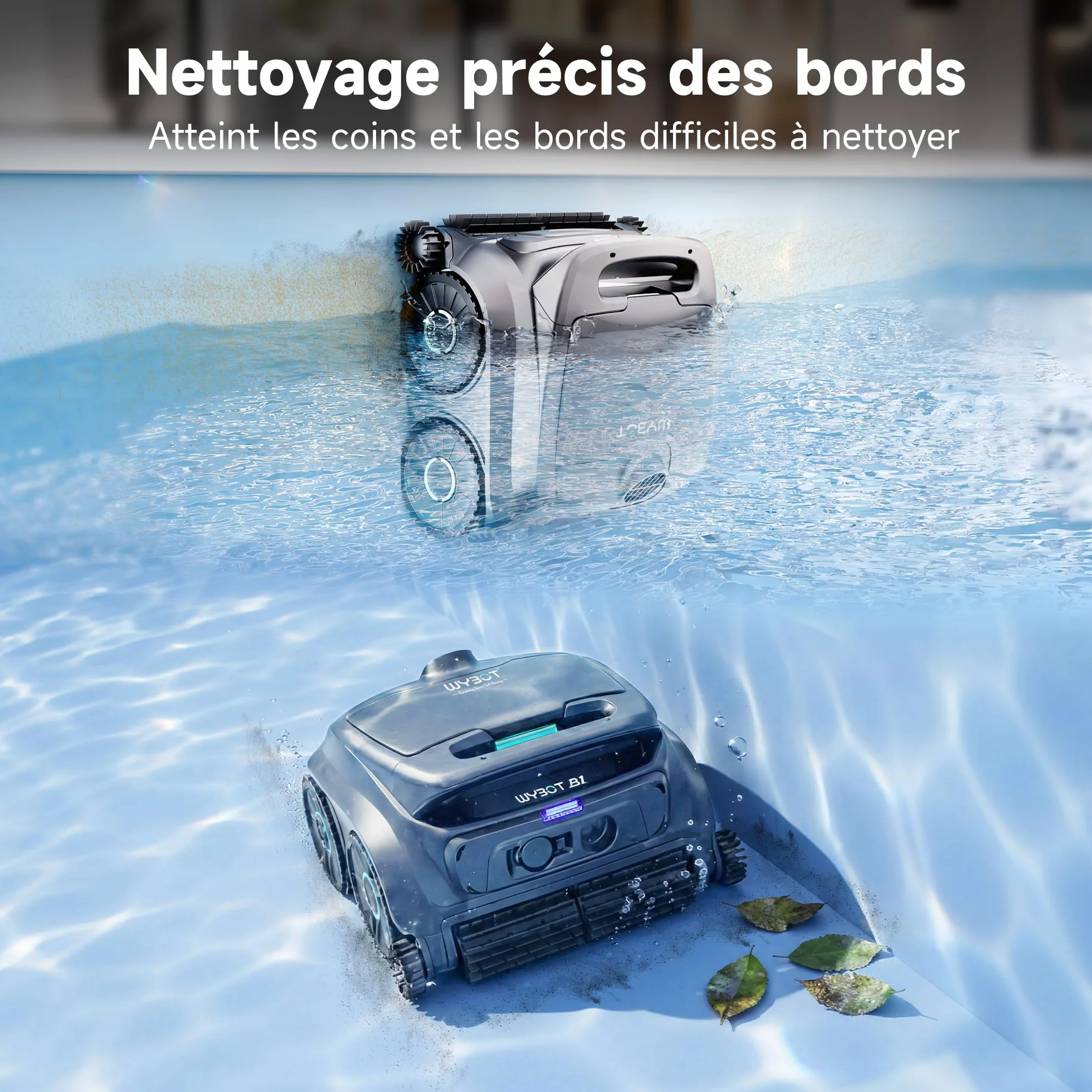 WYBOT B1 Robot de Piscine sans Fil, léger, intelligent, contrôle par Application, jusqu'à 100 Minutes, Gris/Vert