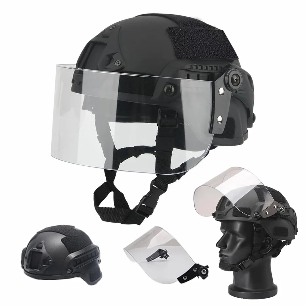 Casque Tactique Mich 2000 Fast avec Lunettes de Protection Transparentes pour Airsoft Paintball
