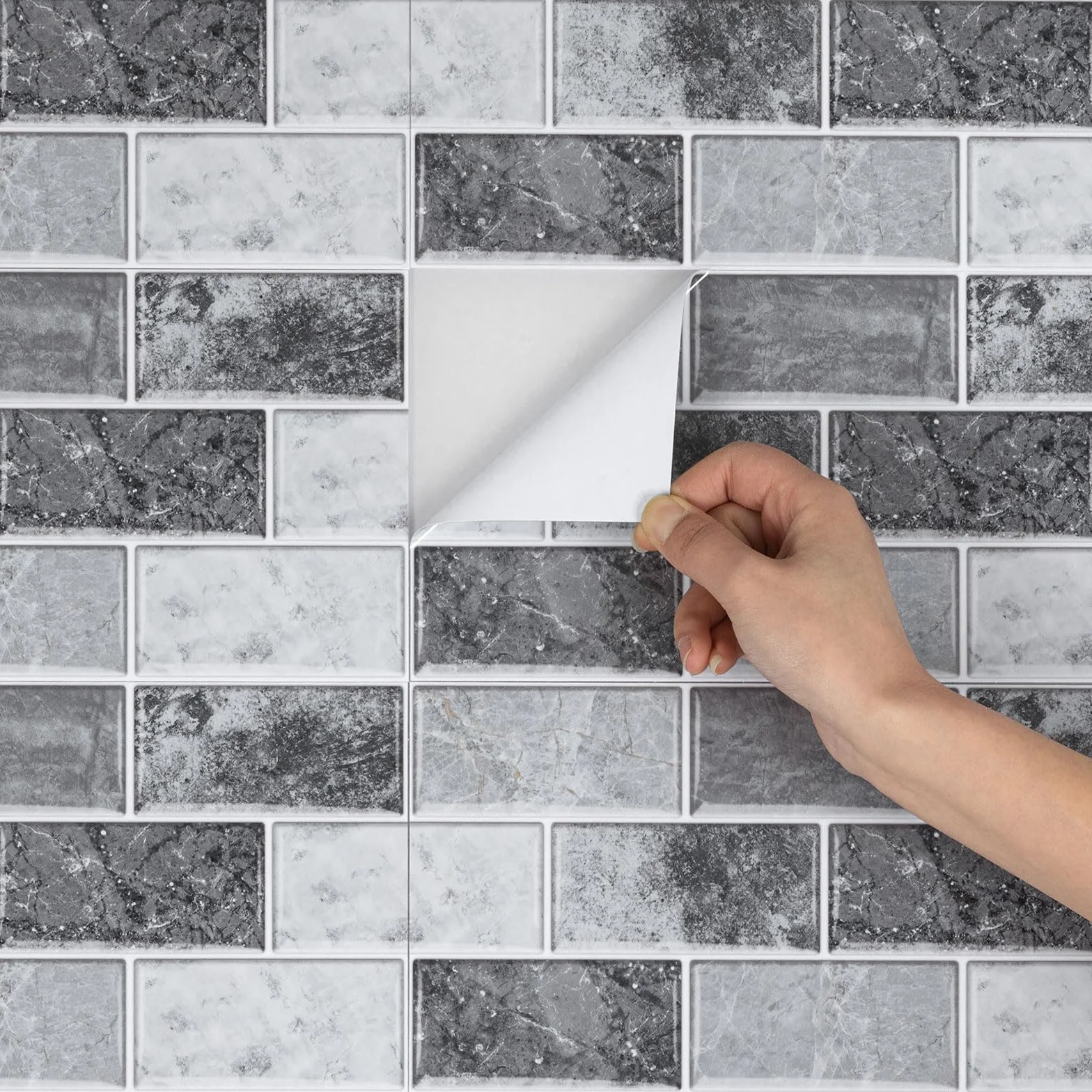 Hode Credence Adhesive Cuisine Pierre Grise 12 Pièces Carrelage Adhesif Mural Imperméable 15x30 cm