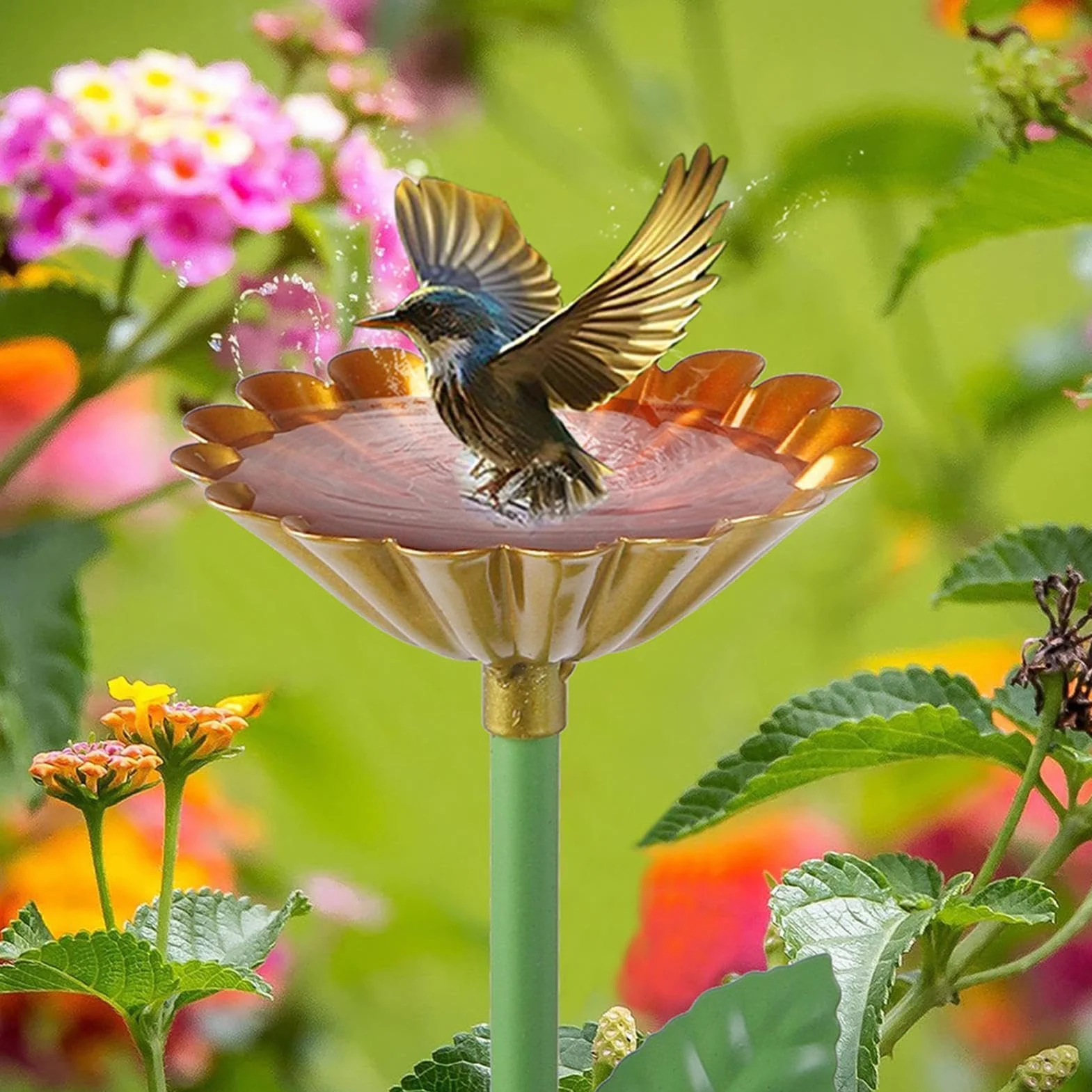Abreuvoir pour Abeilles et Oiseaux avec 2 Piquets - Bain Oiseau Extérieur