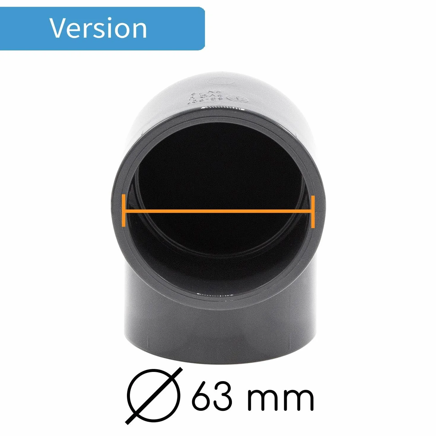 Raccord coudé PVC 90° à coller Double manchon 63 mm PVC-U PN16 Raccord plomberie piscine irrigation