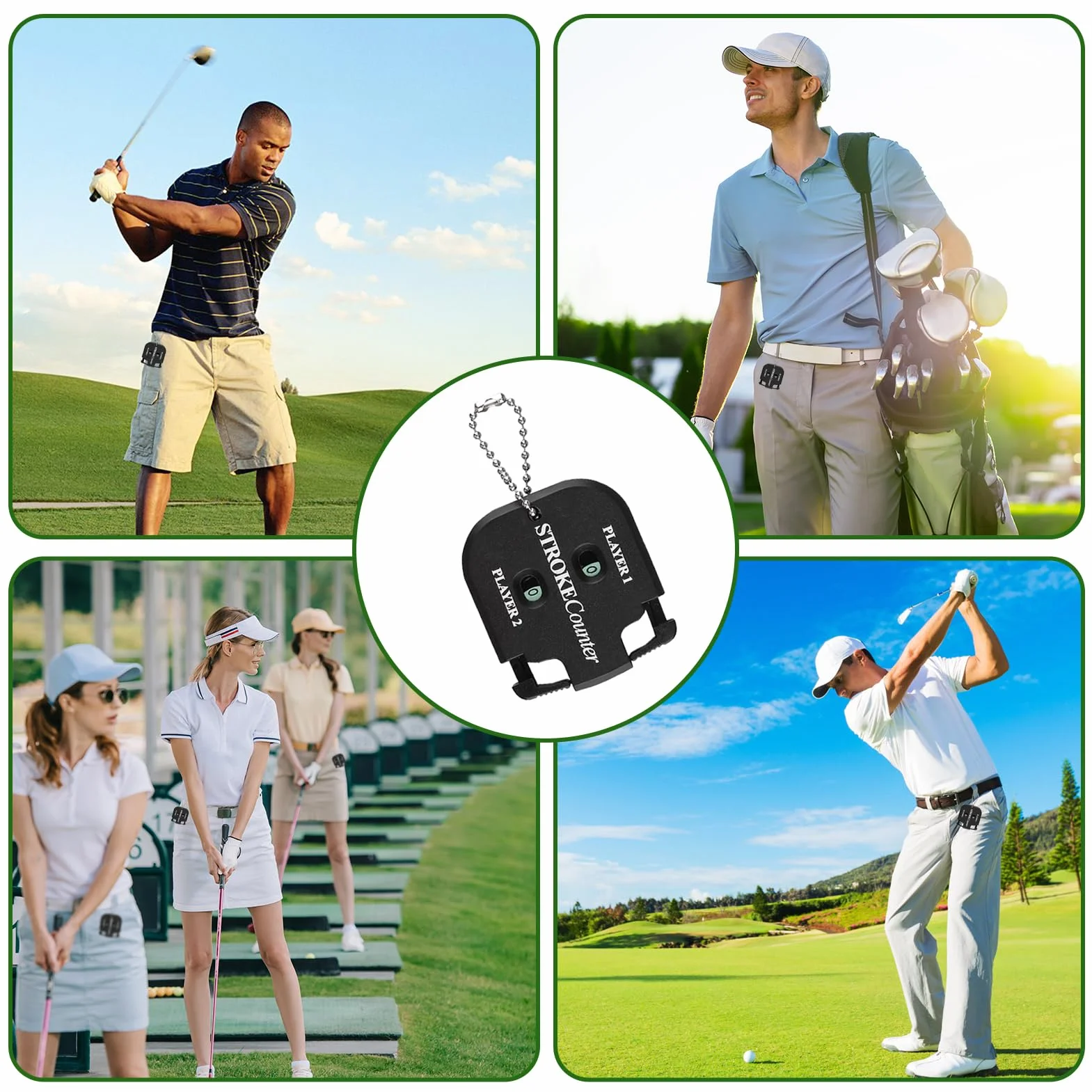 Compteurs de Score Portables 0-9 avec Clicker Mécanique pour 2 Joueurs, Golf Scorer Léger, Accessoire Compact