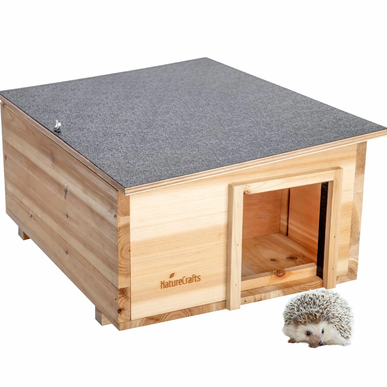 NatureCrafts Maison pour hérisson en bois étanche double ventilation Labyrinthe réglable tunnel accessible 1,5 cm épaisseur