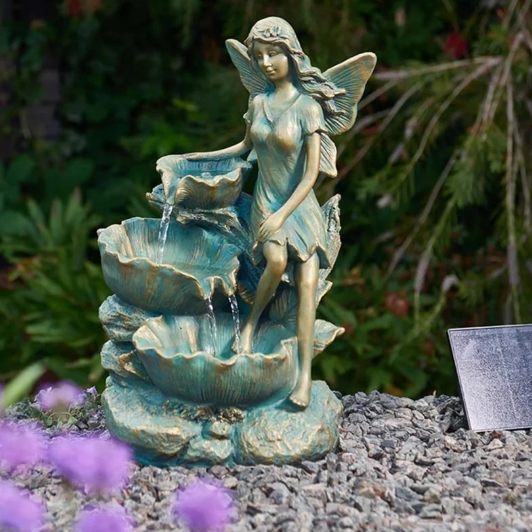 Fontaine à eau solaire Garden Mile Décoration jardin Feuille fée