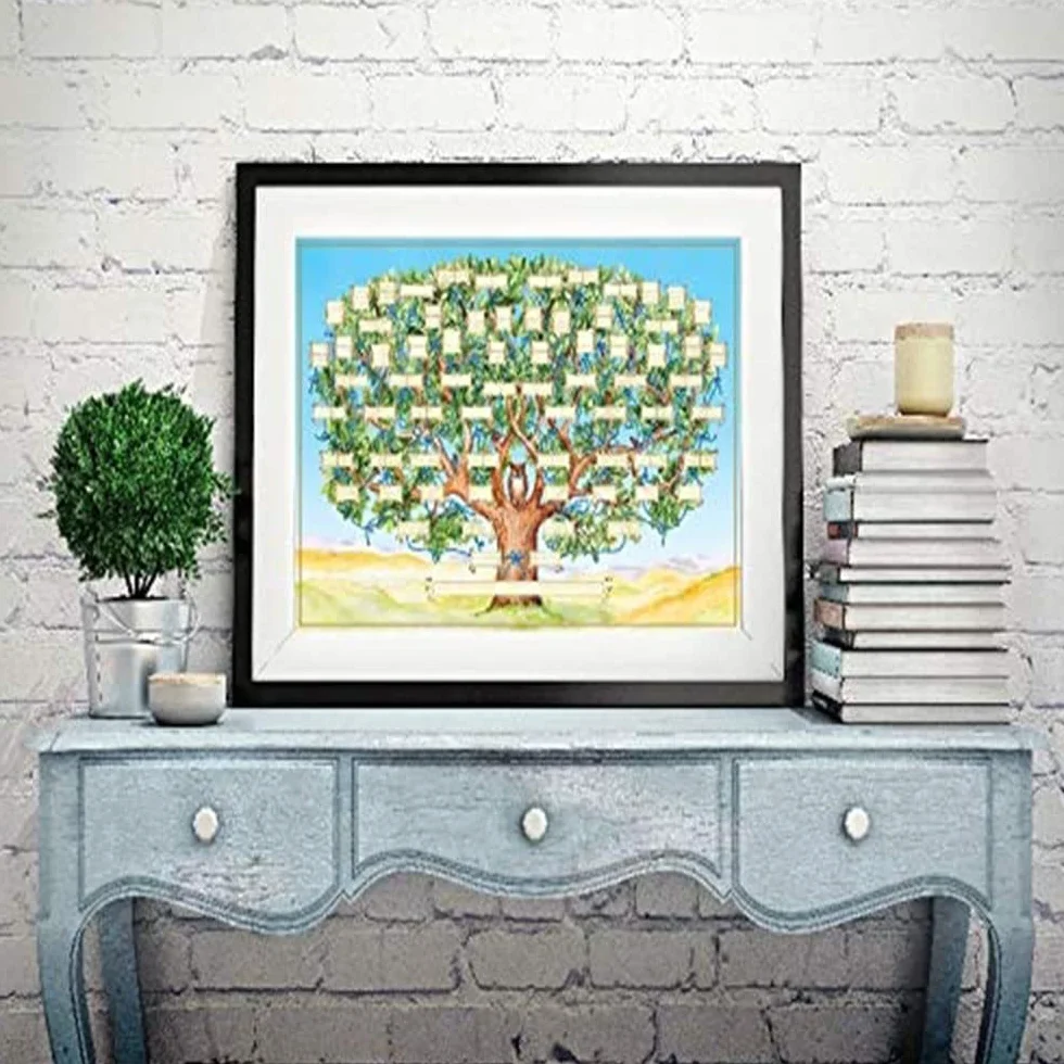 Tableau d'arbre généalogique à remplir, affiche familiale vierge, décoration murale