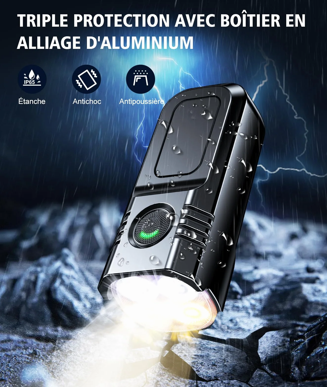 Babacom Lumiere Velo Avant et Arriere [Spot & Faisceau d'Inondation], [8+6 Modes d'Éclairage] Lampe Vélo LED Puissante Étanche, USB Rechargeable, Eclairage Vélo pour Cyclysme VTT, Alliage d'Aluminium