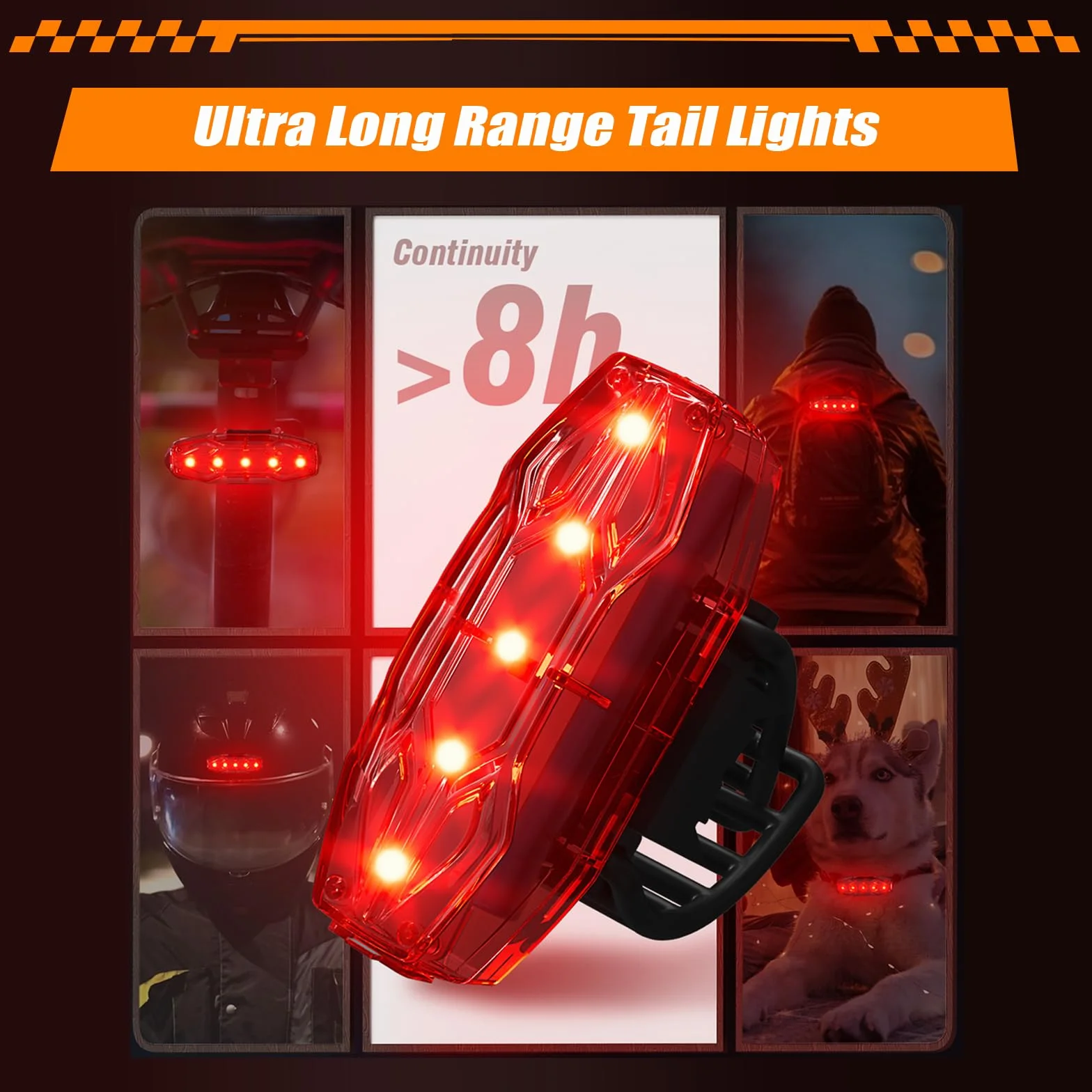 IPSXP Lumiere Velo à LED, Lumière Velo Avant et Arrière USB Rechargeable, Ultralégère en Aluminium Lampe Velo LED Puissantes, IPX5 Eclairage Velo, Bicycle Front and Rear Lights Accessoires Velo