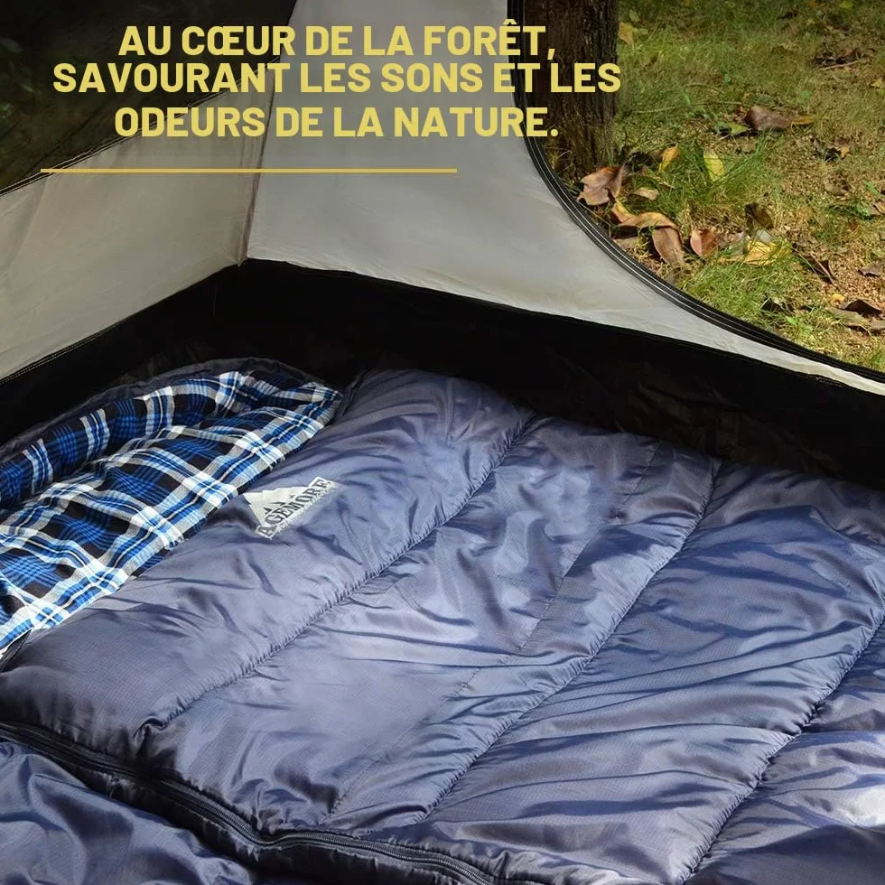 Sac de Couchage en Flanelle de Coton pour Adultes, 100% Coton, Camping, 3-4 Saisons