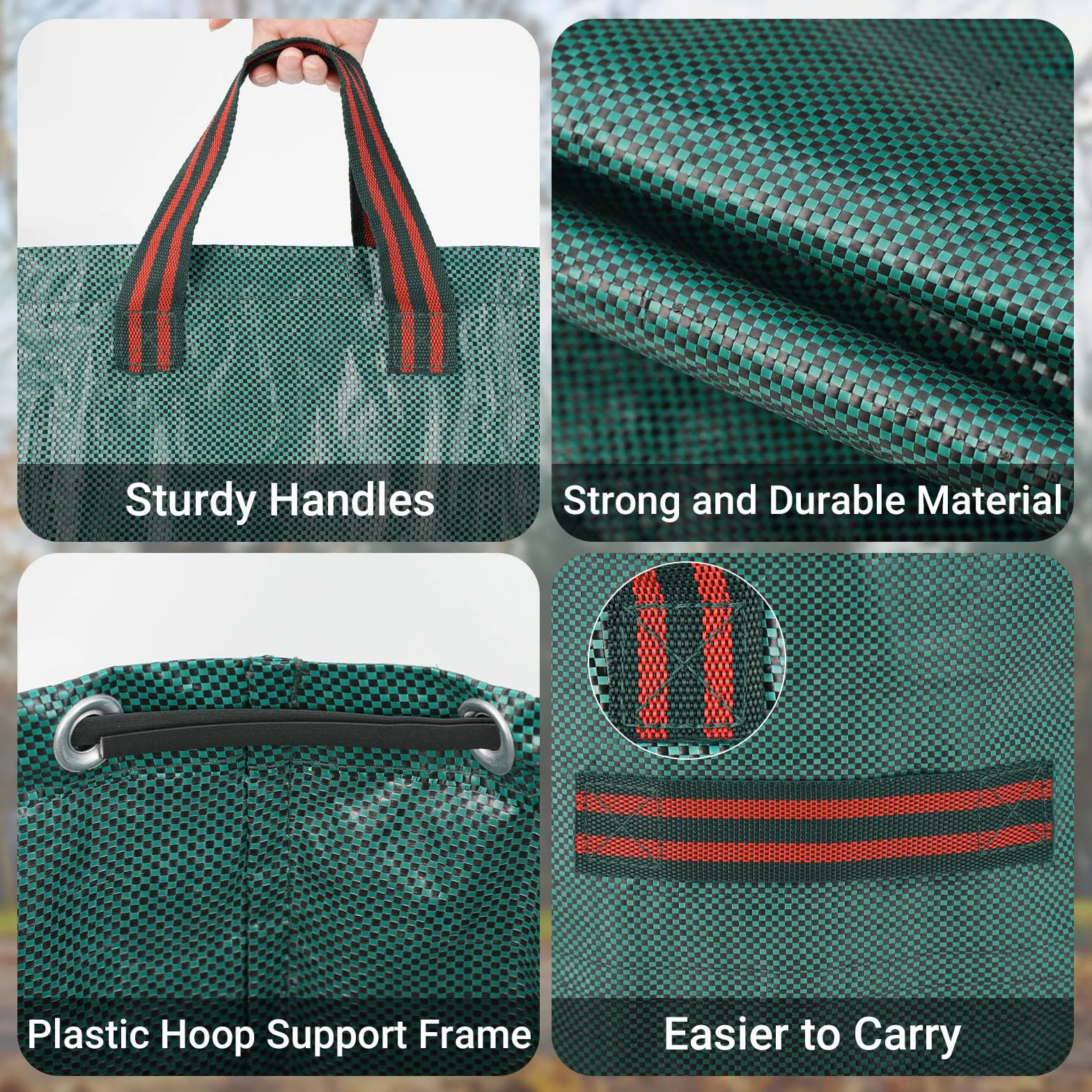 Velway Sacs à Déchets de Jardin Robustes 500Lx2 Réutilisables avec Poignées Pliables Tissu Industriel