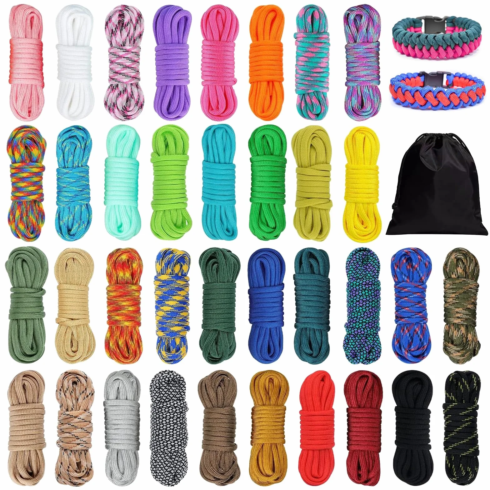 Kit de Corde Paracord 550 3m 36 Couleurs, Paracorde Nylon 4mm 7 Brins pour Bracelet Survie Camping