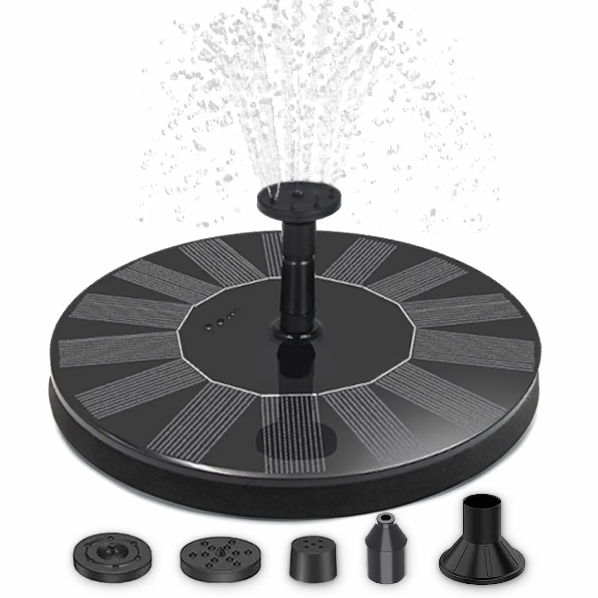Fontaine solaire flottante aspect tonneau en bois 51 x 36 cm gris pour jardin