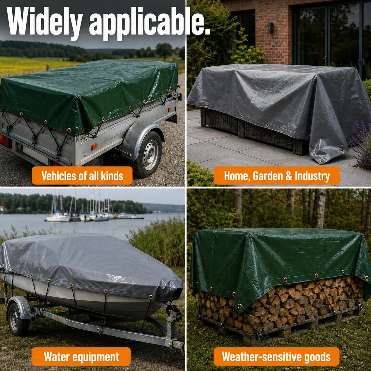 UMBRELLA® Bâche de Protection 650 g/m² 3x2 m (6 m²) Blanc – bâche tissée PVC indéchirable, 100% imperméable & résistante aux UV, œillets en Laiton – pour Camion, Bois, Piscine & Jardin