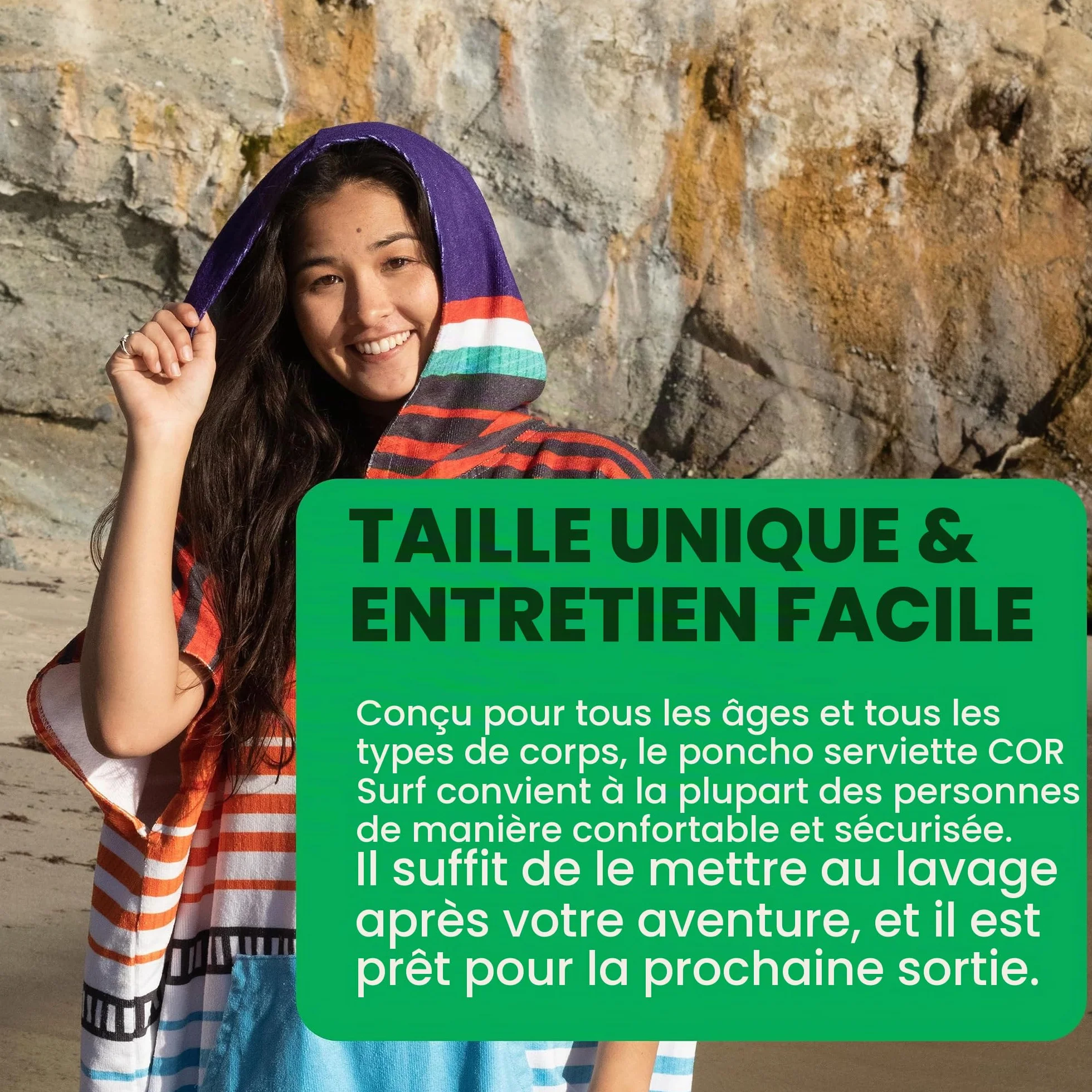 COR Surf Poncho de Surf et Bain Adulte | Serviette de Plage Peignoir pour Hommes et Femmes de (M Bleu)