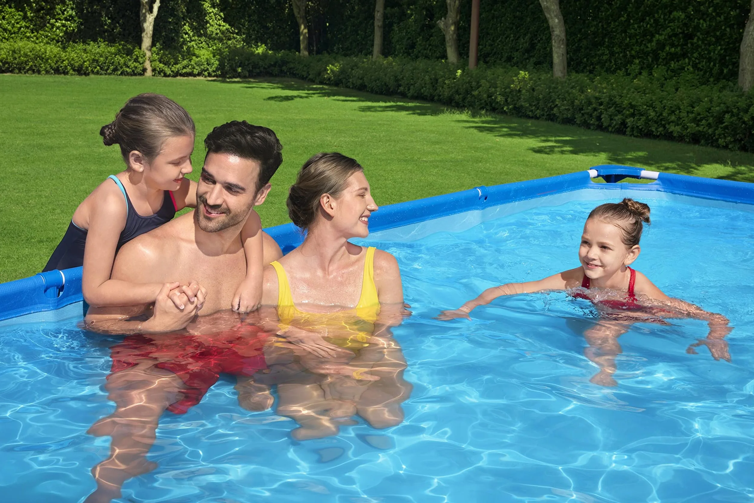 Bestway Steel Pro Piscine rectangulaire enfant cadre acier pompe filtrante 400 x 211 x 81 cm Bleu