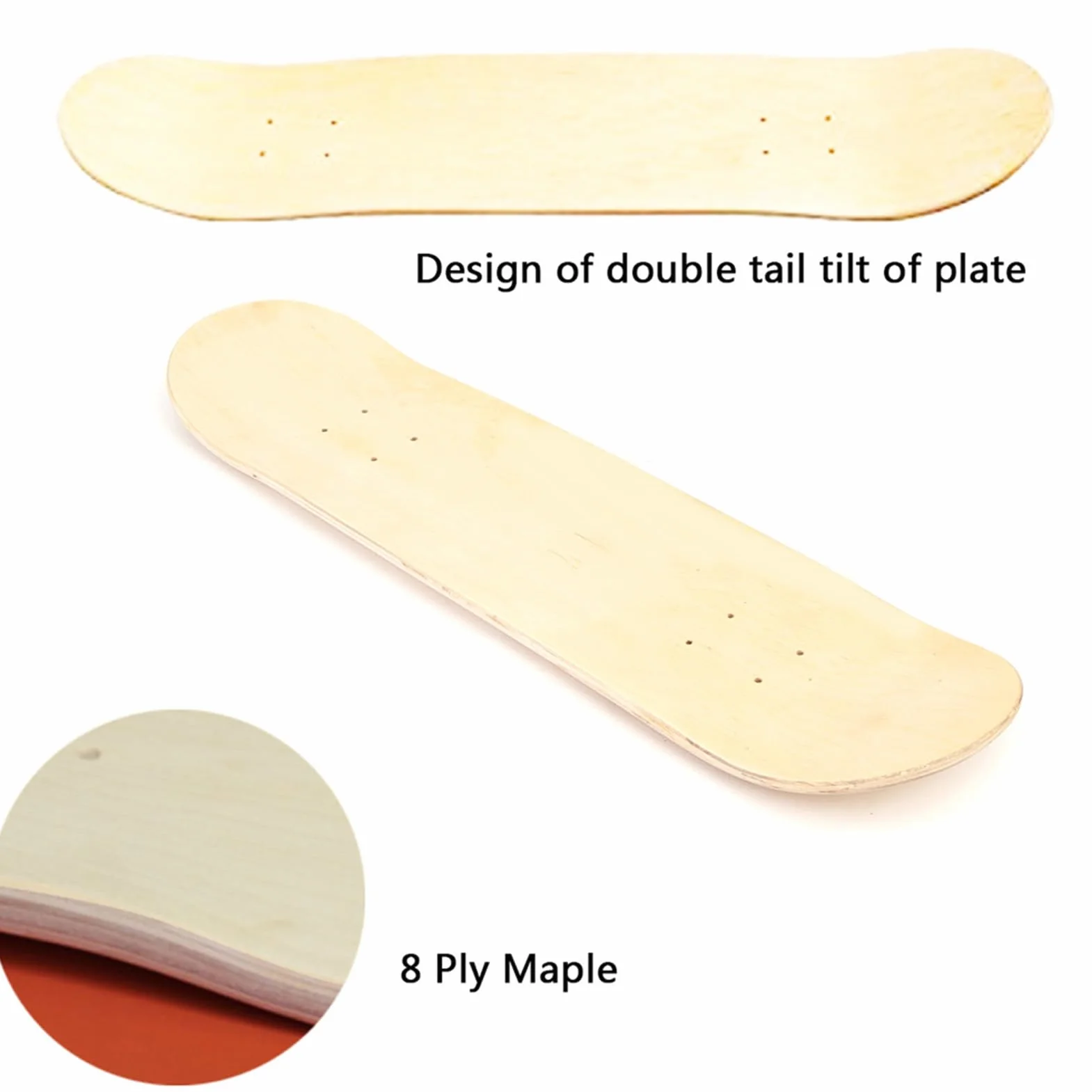 Planche à roulettes - Double concave en érable 8 couches de 8 pouces | Planche de Skate Naturel Vide, Planche de Skate Peindre DIY | Pour Les Cheats De Street Cruising, Entraînement