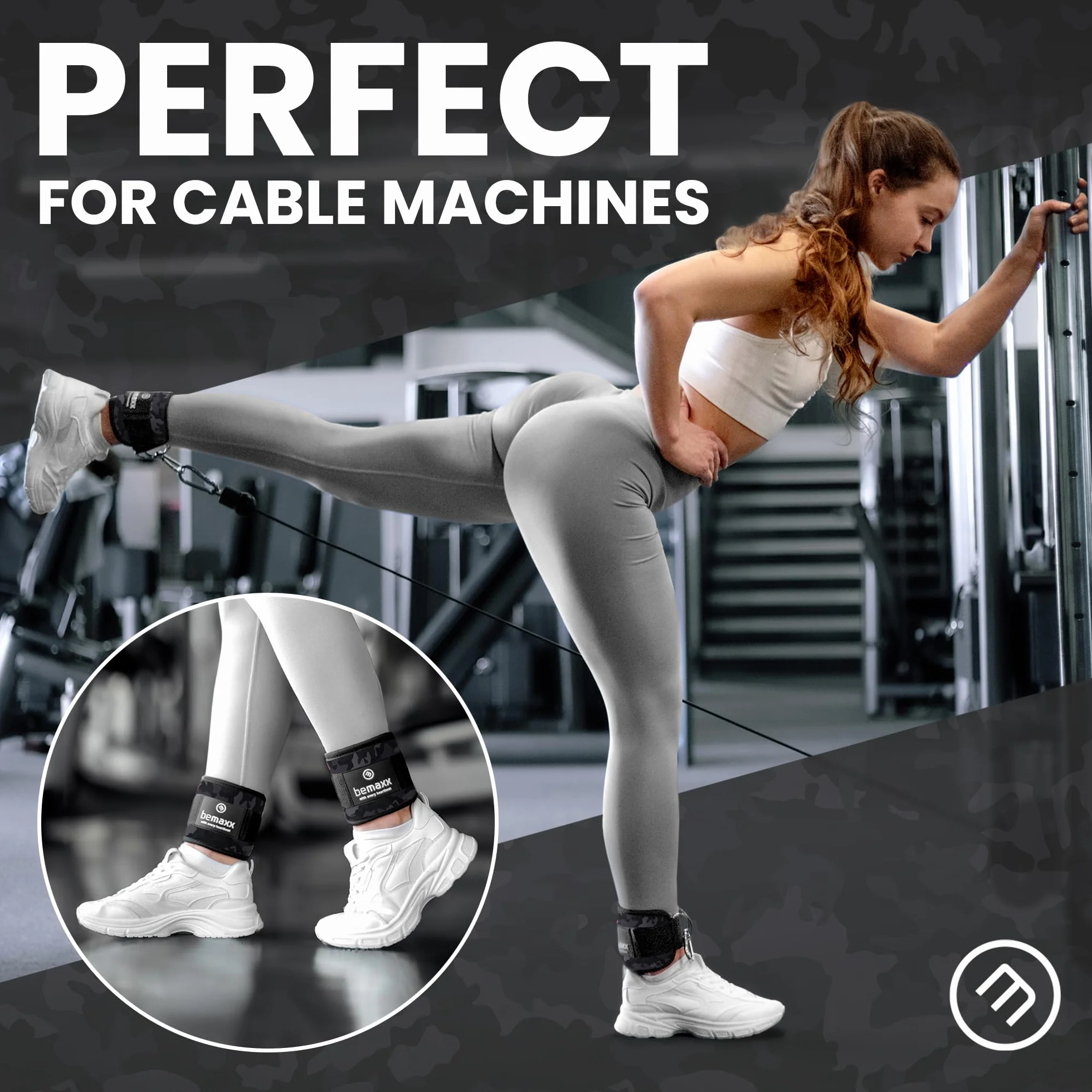 Sangles de Cheville pour Musculation avec Guide E-Book, Ankle Strap Cable Machine, Taille Unique, Jambes Fessiers