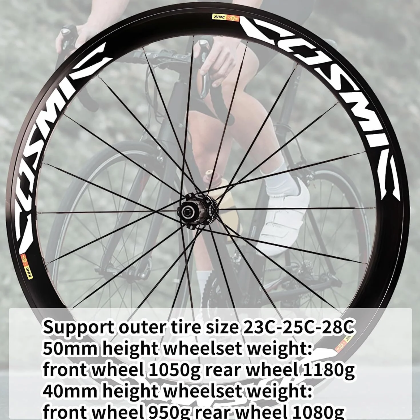 Roues de vélo de route 700C alliage d'aluminium 40/50 mm frein à disque dégagement rapide moyeu 20H