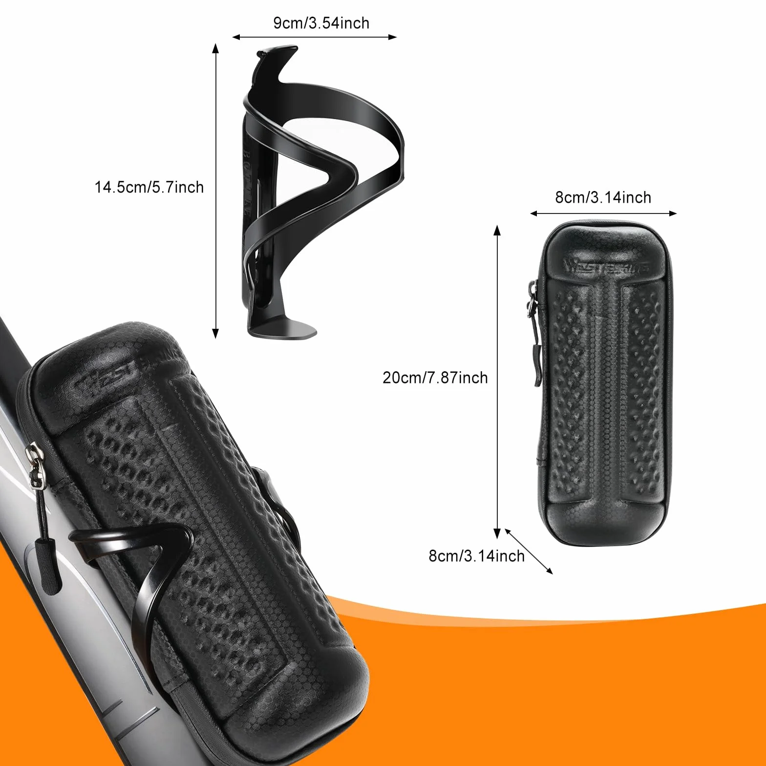 Sac à Outils de Vélo pour Porte Bouteille d'eau, Sac de Rangement, Noir