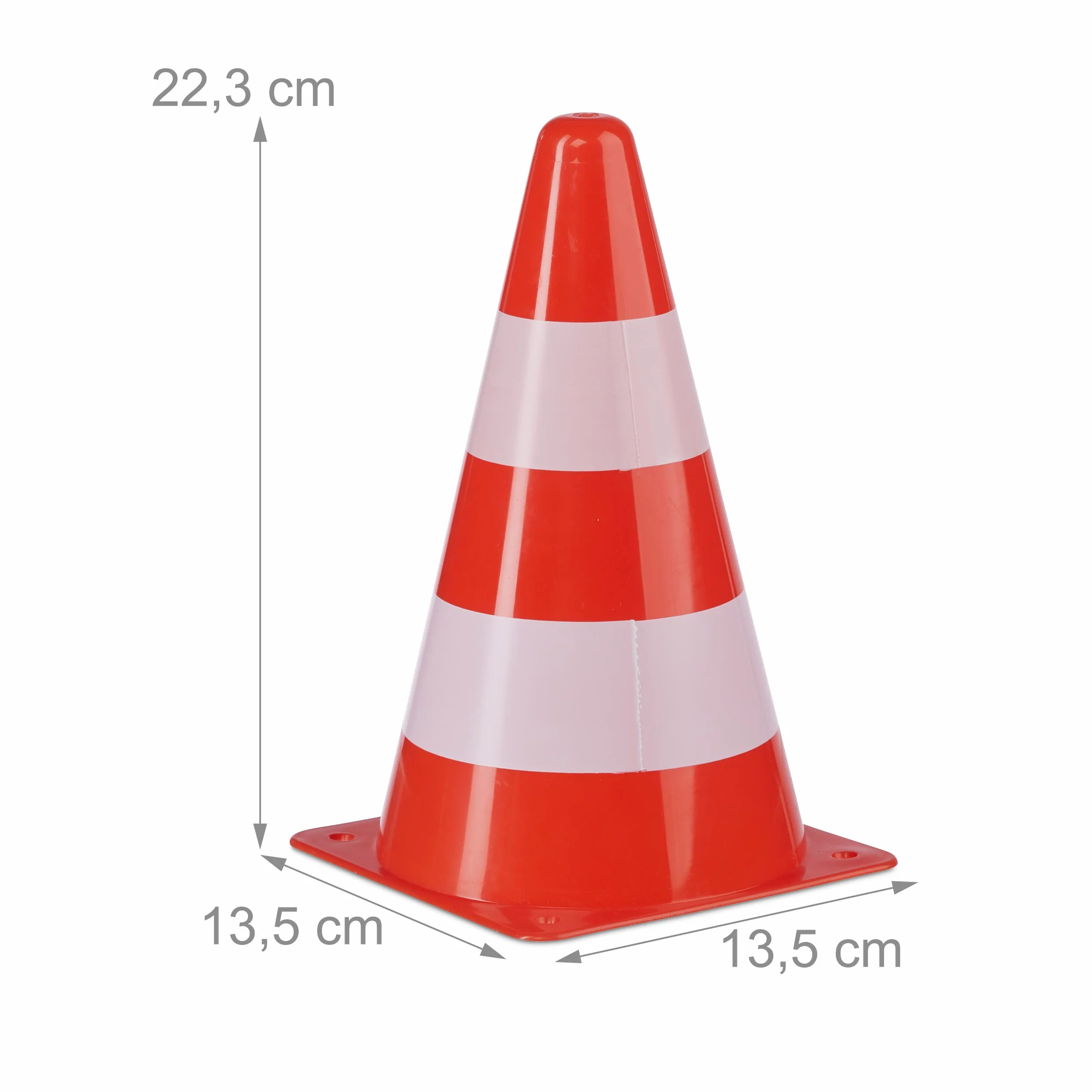 Relaxdays Cône de signalisation 22 cm Orange/Blanc Lot de 20 empilable