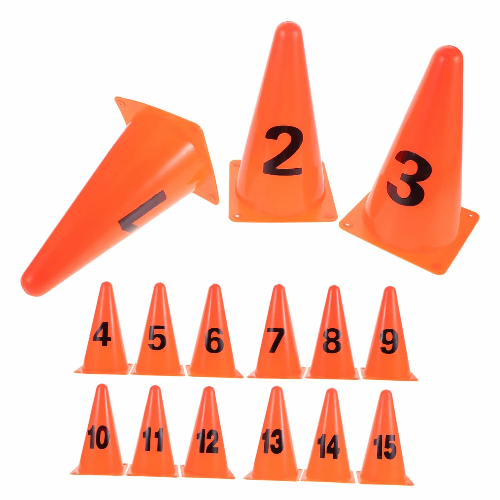 TOYANDONA Lot de 15 Cônes de Sport Blancs avec Logo Numérique Marqueurs pour Entraînement