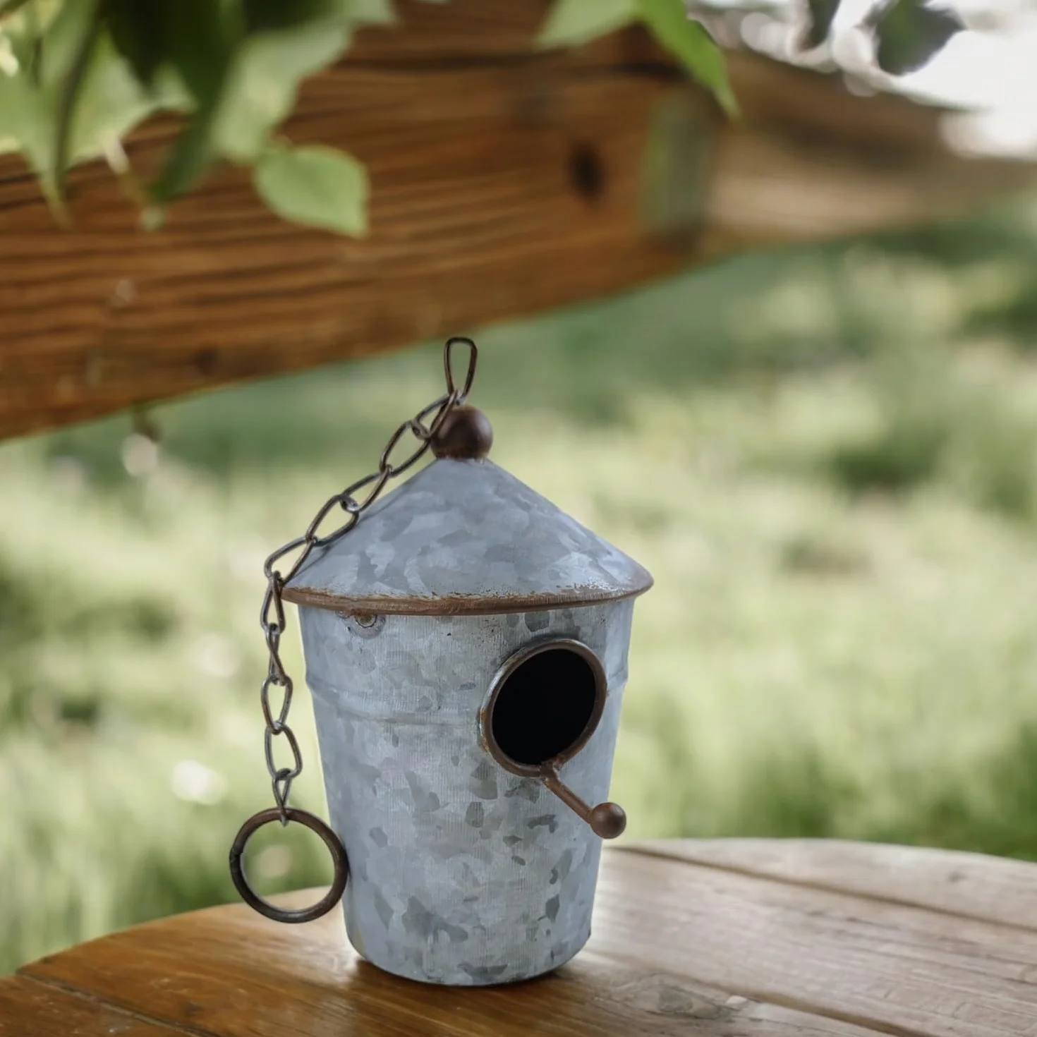Nichoir pour oiseaux en zinc extérieur suspendre métal jardin