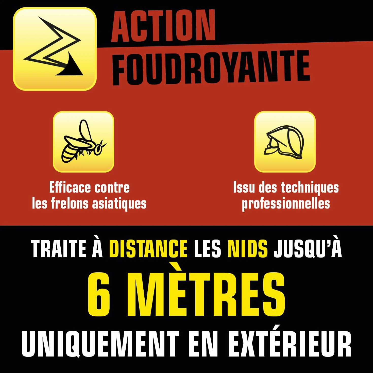 K.PRO Aérosol foudroyant choc nids de guêpes et frelons 500ml, Jet longue portée 6 mètres