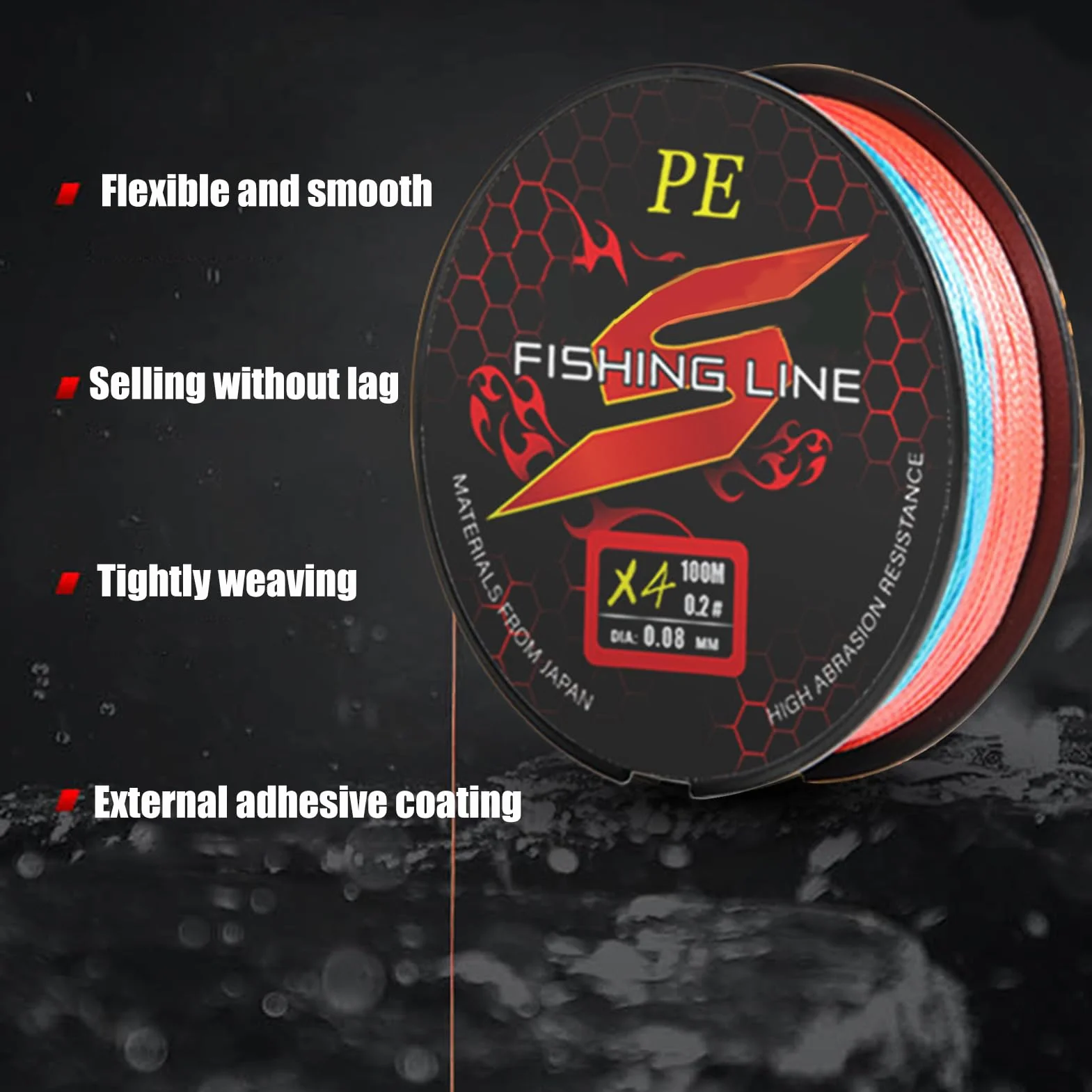 Ligne de Pêche pour Bar - Fil de Pêche Imperméable,Résistante À l'abrasion 4 Brins pour Bar, Truite, Bateau, Rivage, Eau Douce