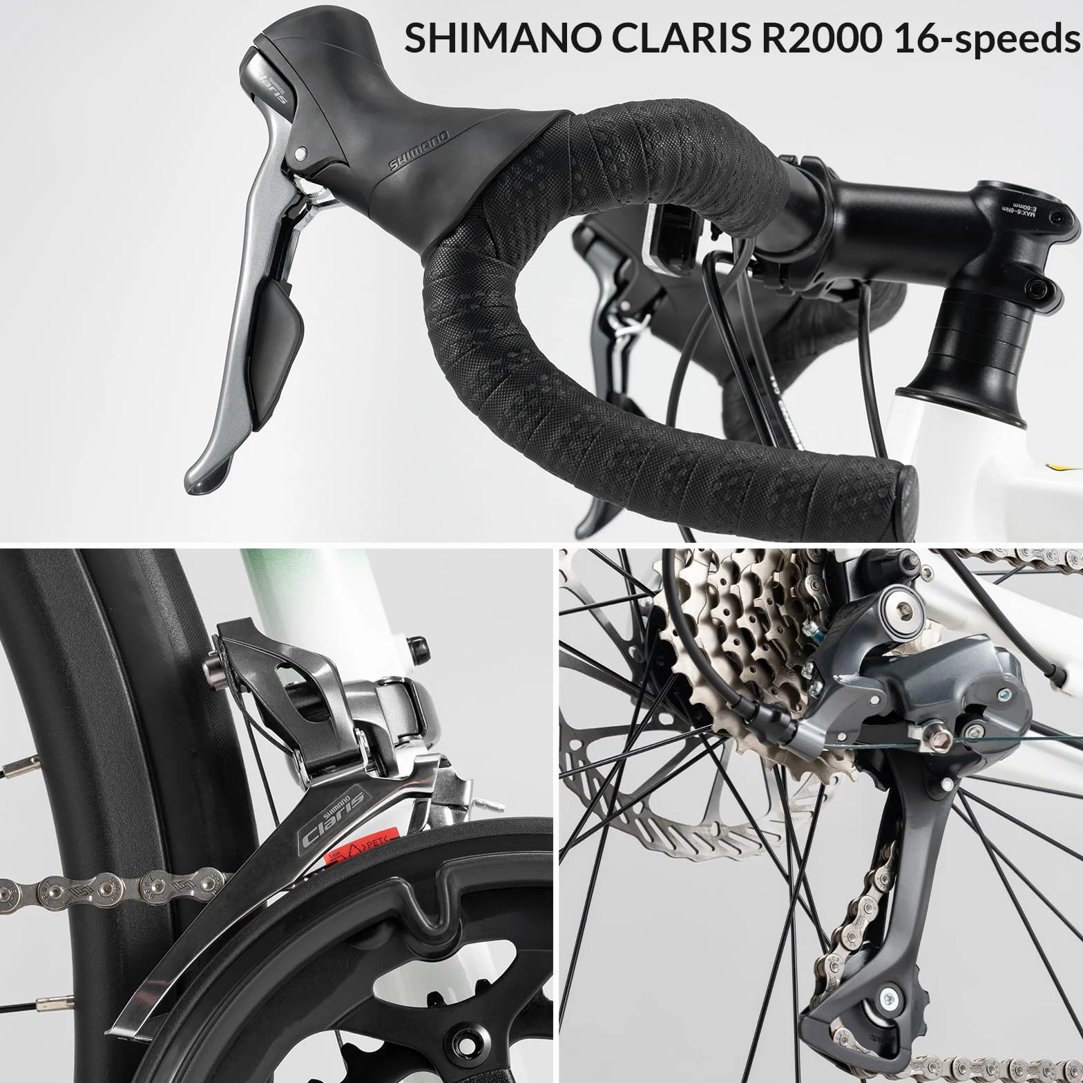 ROCKBROS Vélo de Route Aluminium Léger 11.27kg Groupe Claris 2x8 Freins à Disques Pneus Anti-Crevaison 700x28c