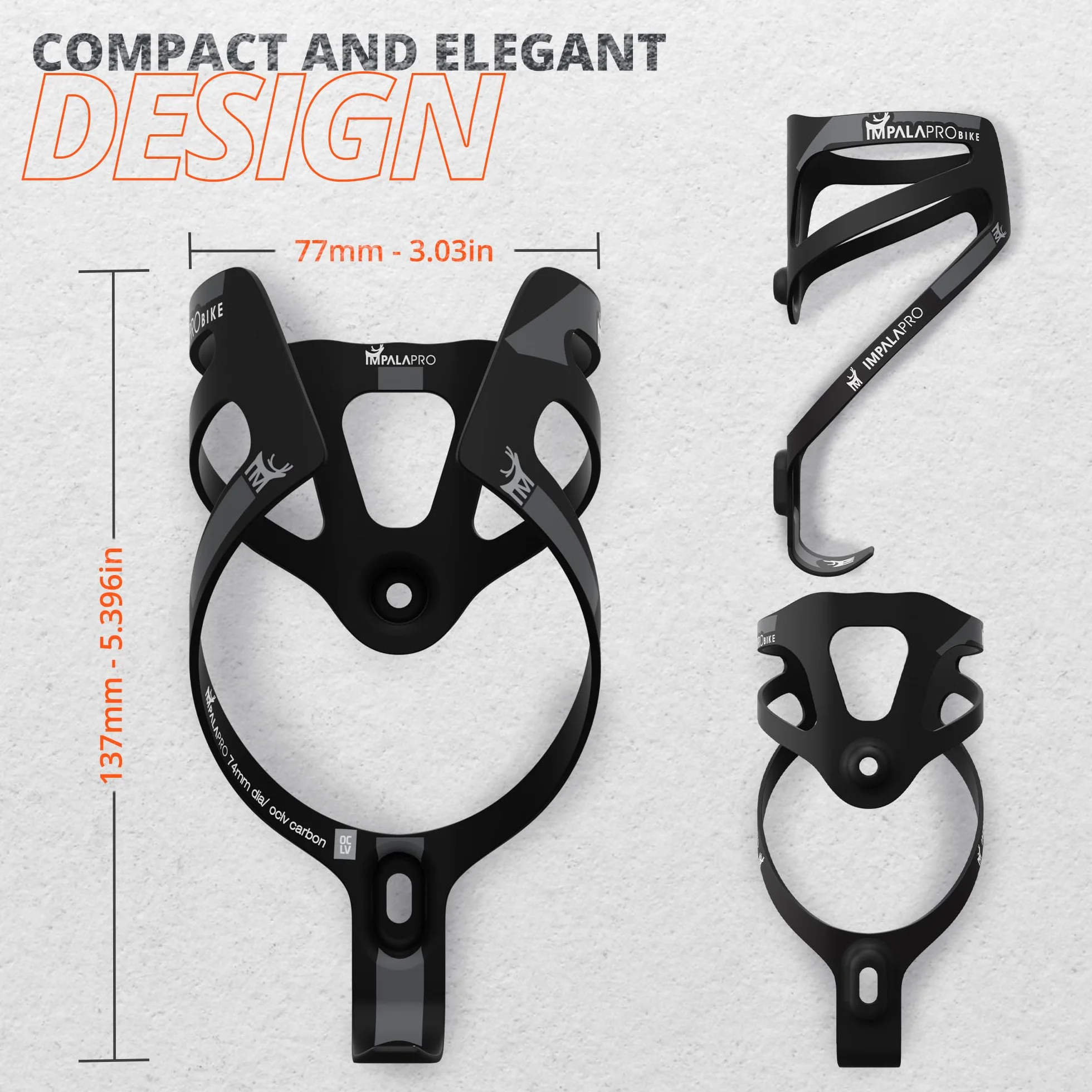 IMPALAPRO Porte Bidon Carbone Léger Et Durable 18gr - Porte Bidon Velo Universelle pour VTT Et Vélo De Route - Porte Gourde Velo - Porte Bouteille Velo - Porte-gobelet Vélo (Noir)