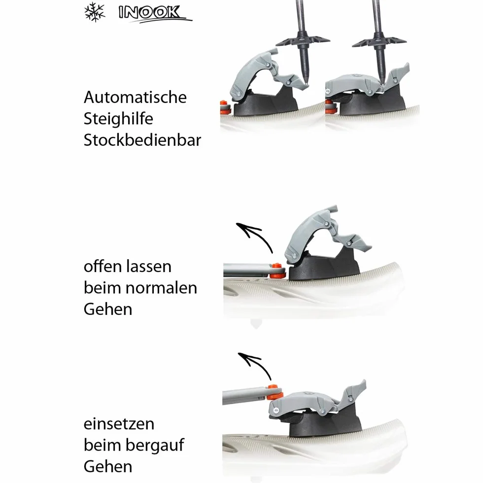 Inook AXL Raquettes à neige avec aide à la montée EU 34-42 avec sac de transport, réglables individuellement et fonctions brevetées