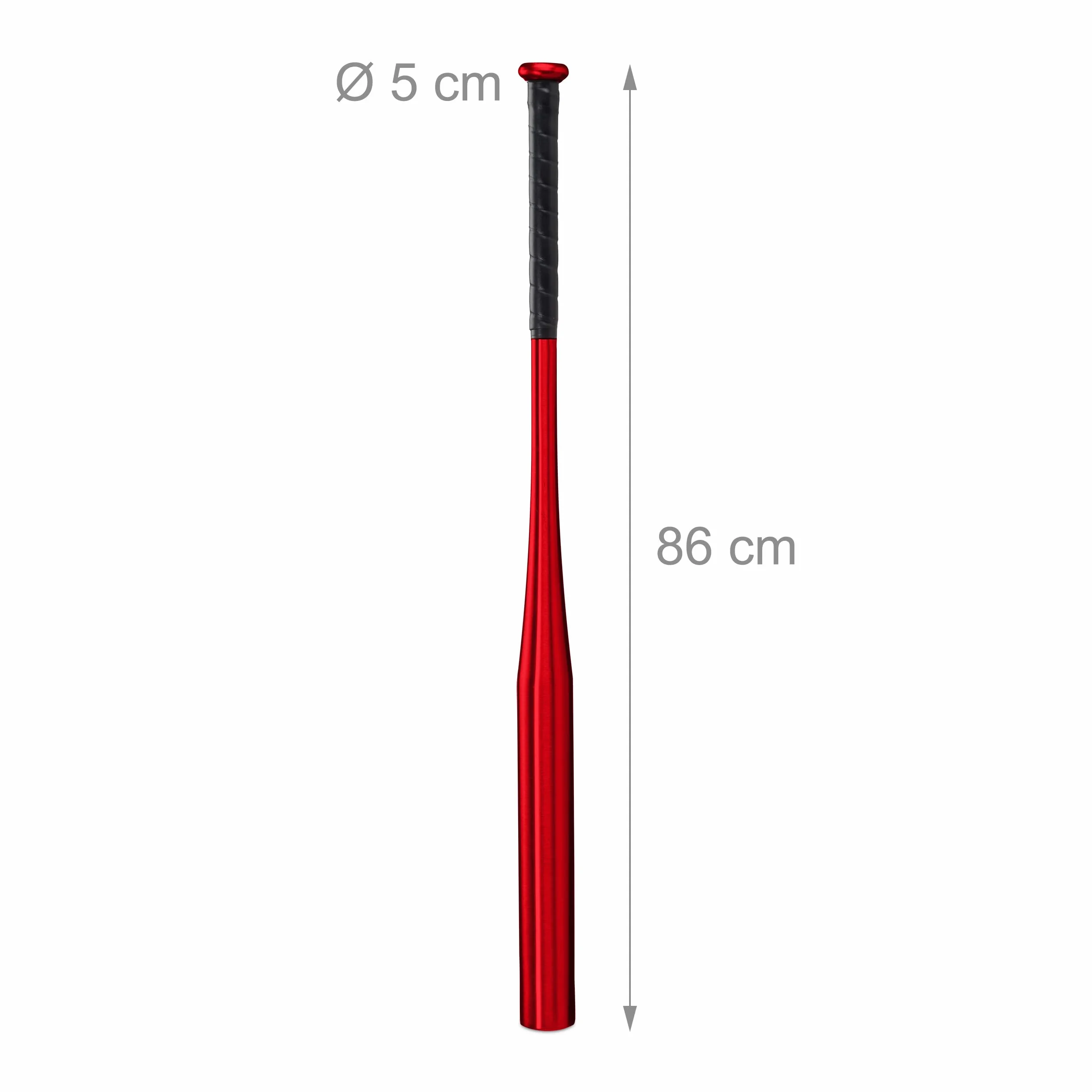 Relaxdays Batte de Baseball en Aluminium, 34 Pouces / 86 cm, Manche antidérapant, Accessoire en Aluminium, Rouge