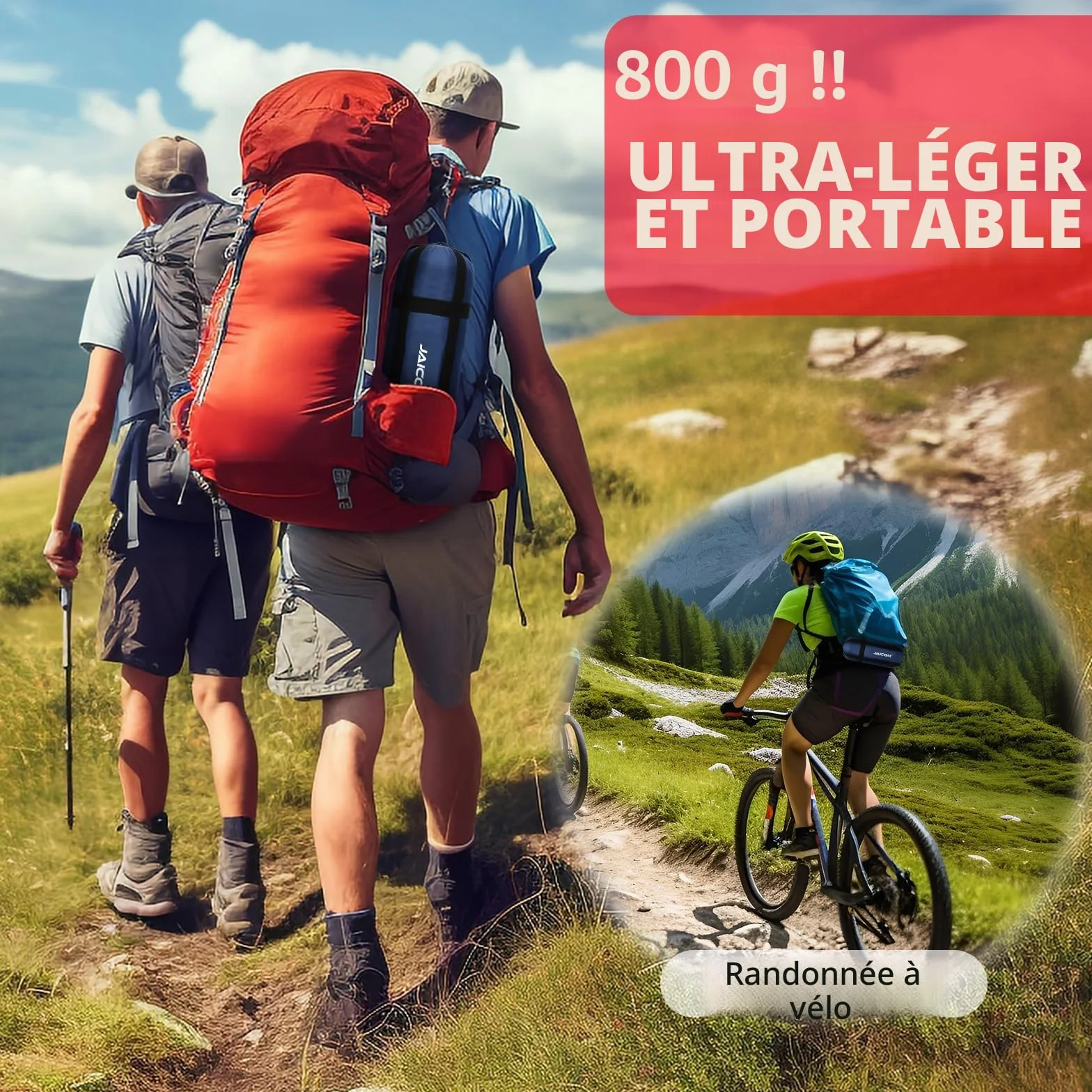 JAICOM Sac de Couchage Ultra Léger Compact 1 Personne Camping Randonnée