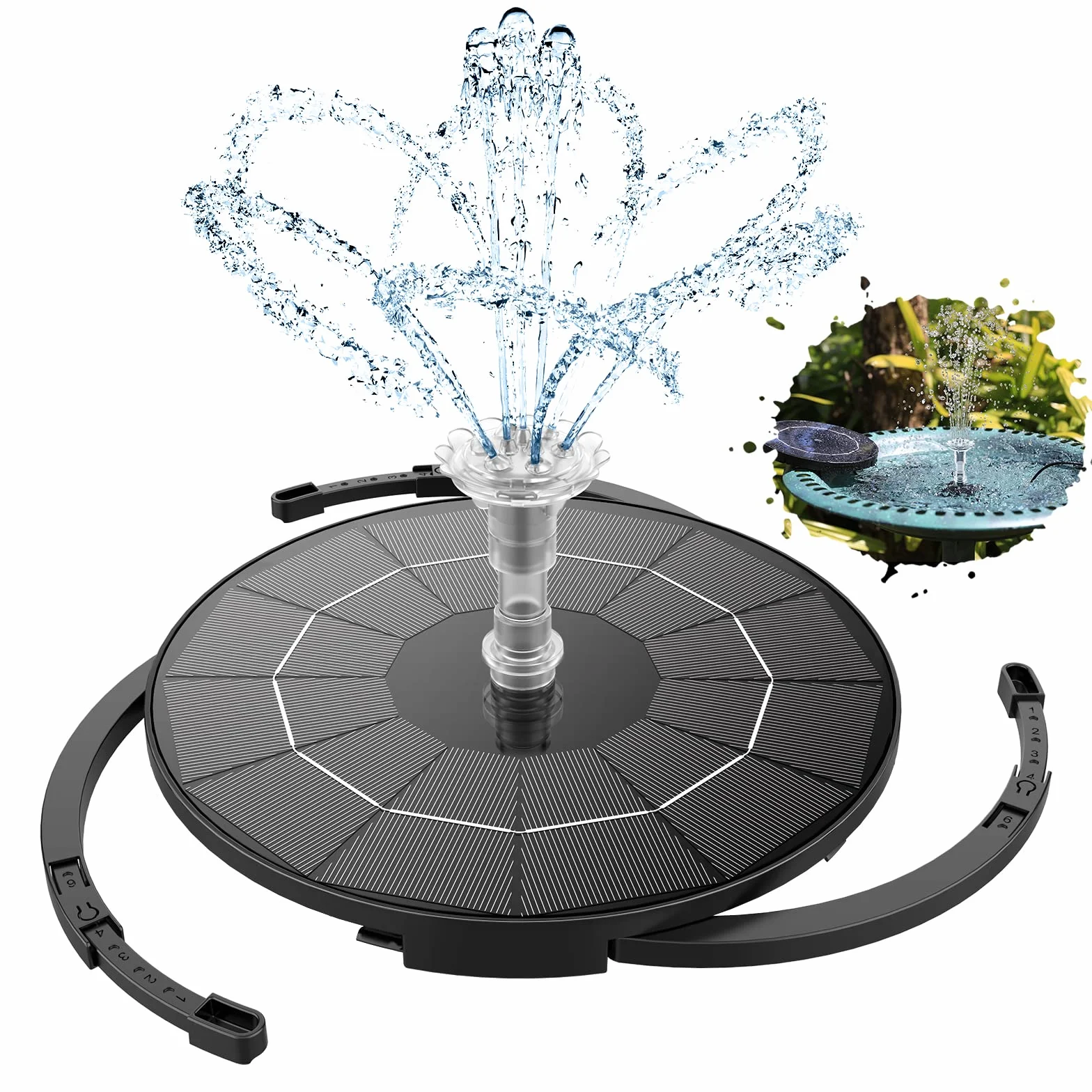 Fontaine Solaire 3.5W avec 12 Buses Pompe Solaire Bassin Exterieur pour Bain d'oiseaux Jardin
