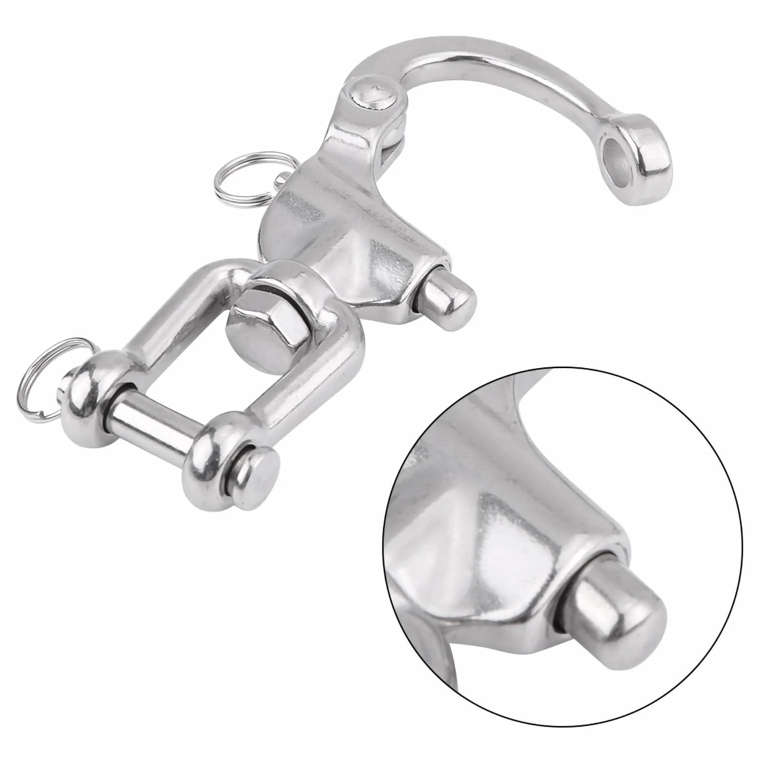 Keenso Mousqueton Pivotant à Emerillon, Maillons Rapides en Acier Inoxydable 316 Crochet à Ressort Rapide à Largage pour Drisse de Voilier Bateaux(128mm)