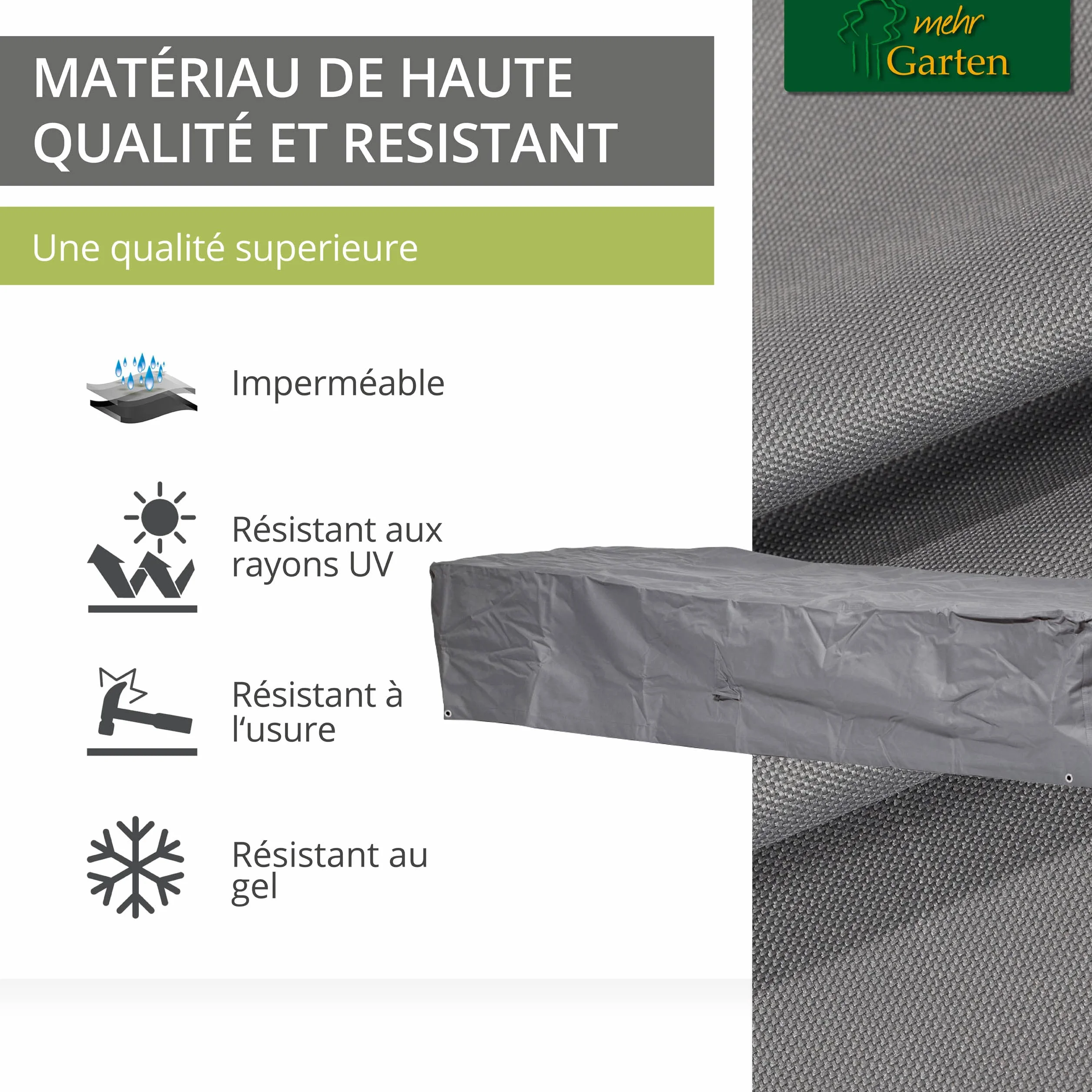 Housse de protection bain de soleil 210x75x40 cm polyester Oxford 600D gris