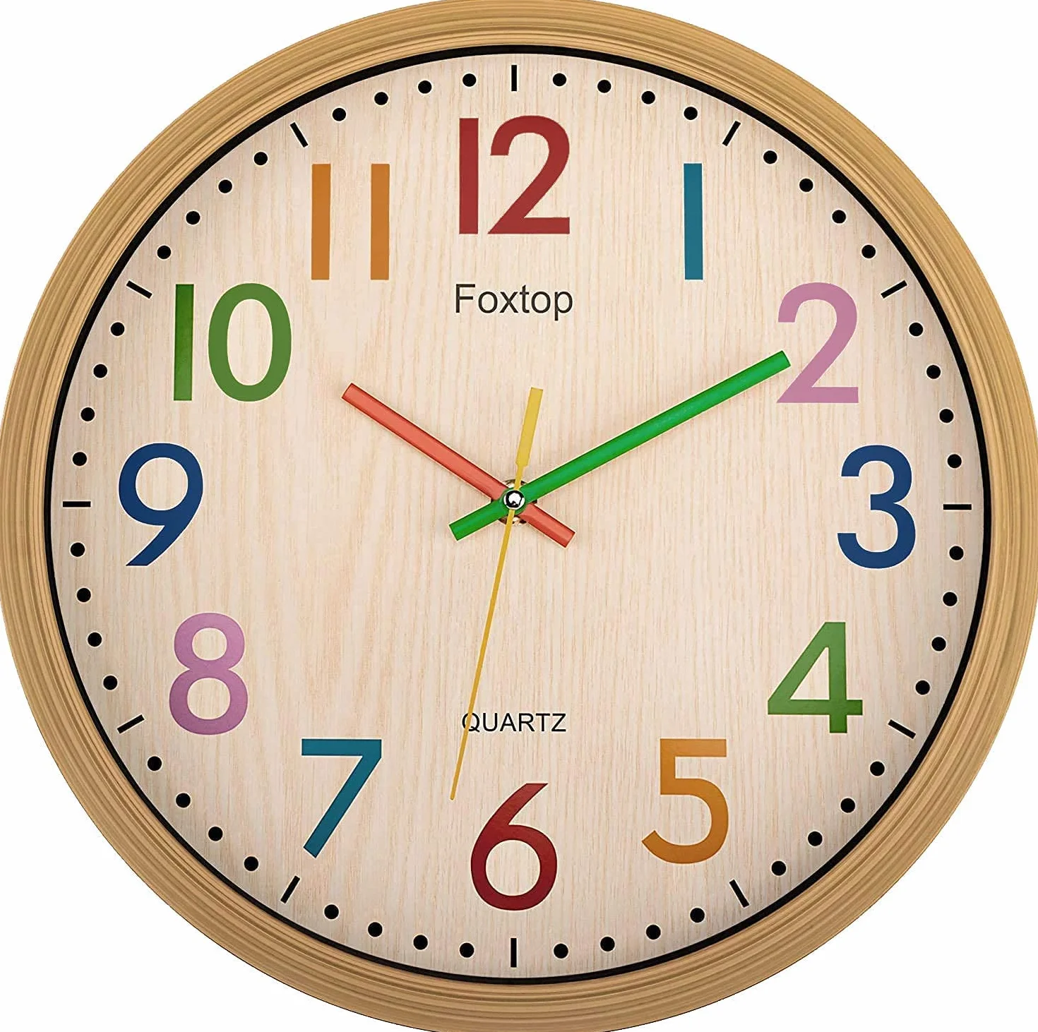 Horloge Murale Silencieuse Enfants Colorée Facile à Lire 30 cm pour Classe École Cuisine Salon