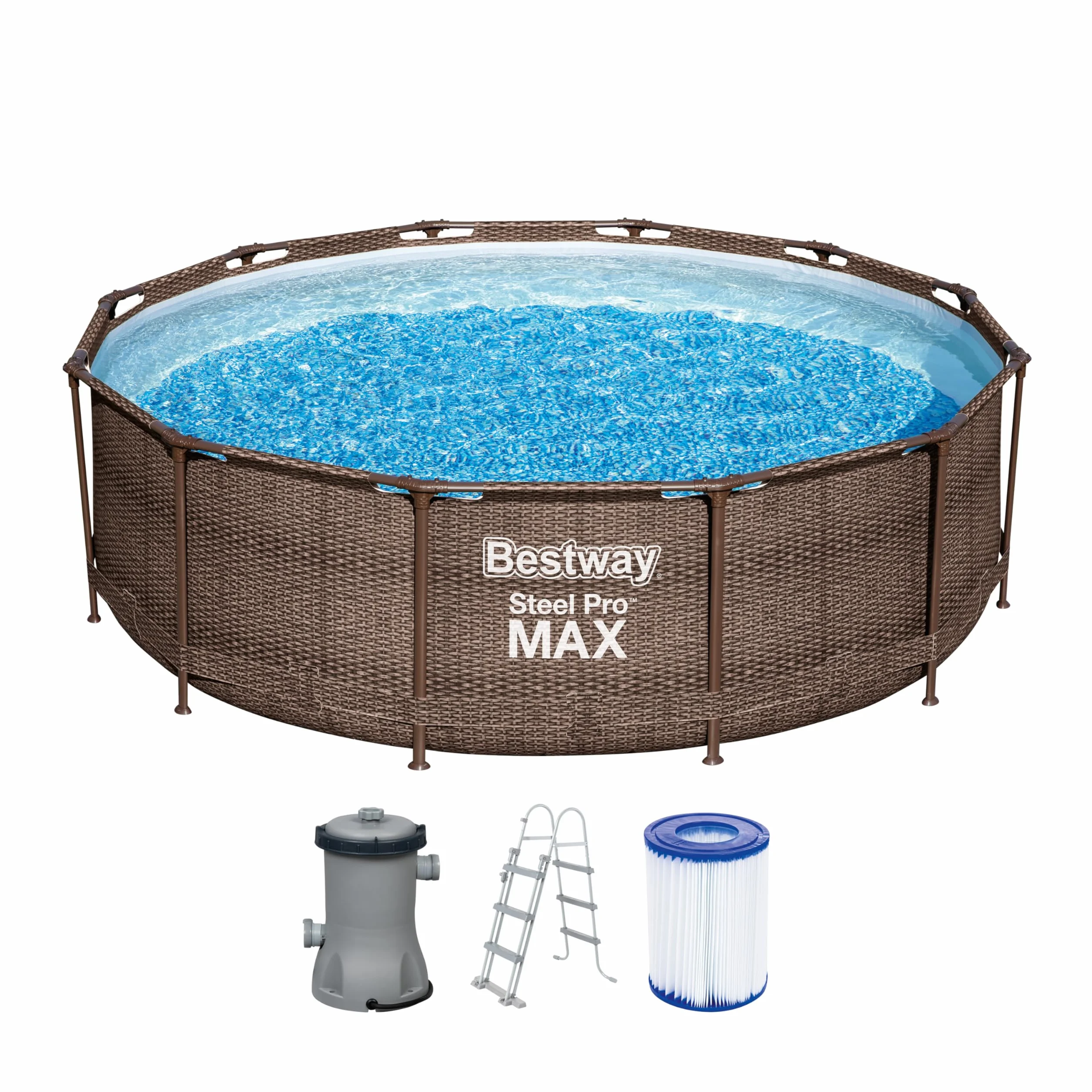Bestway Steel Pro Kit Piscine Hors Sol 366 x 366 x 100 cm Marron