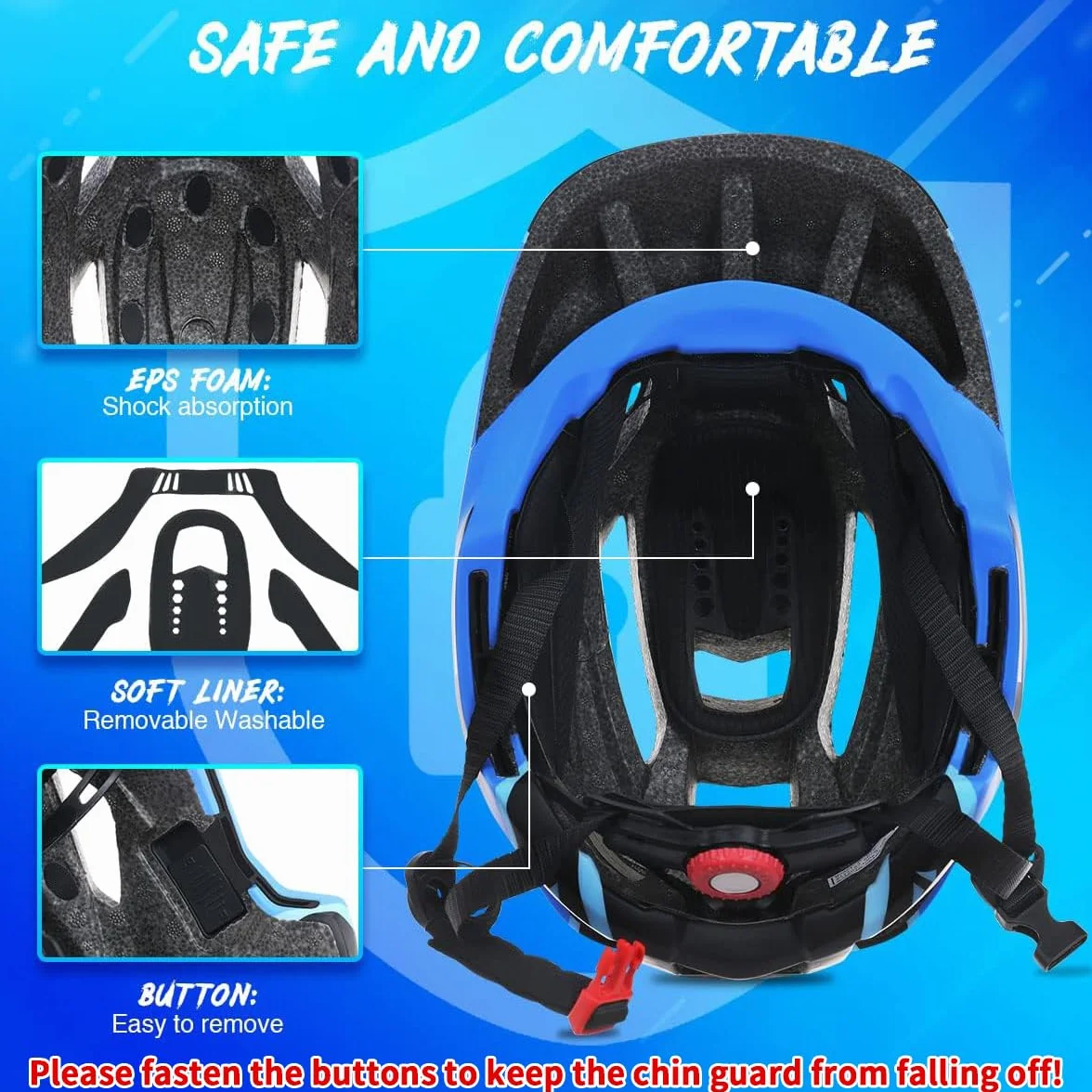 LIXADA Casques de Vélo Enfants Casque Intégral Détachable Casque de Sécurité Sportive pour Vélo Skateboarding Roller Skating roulettes