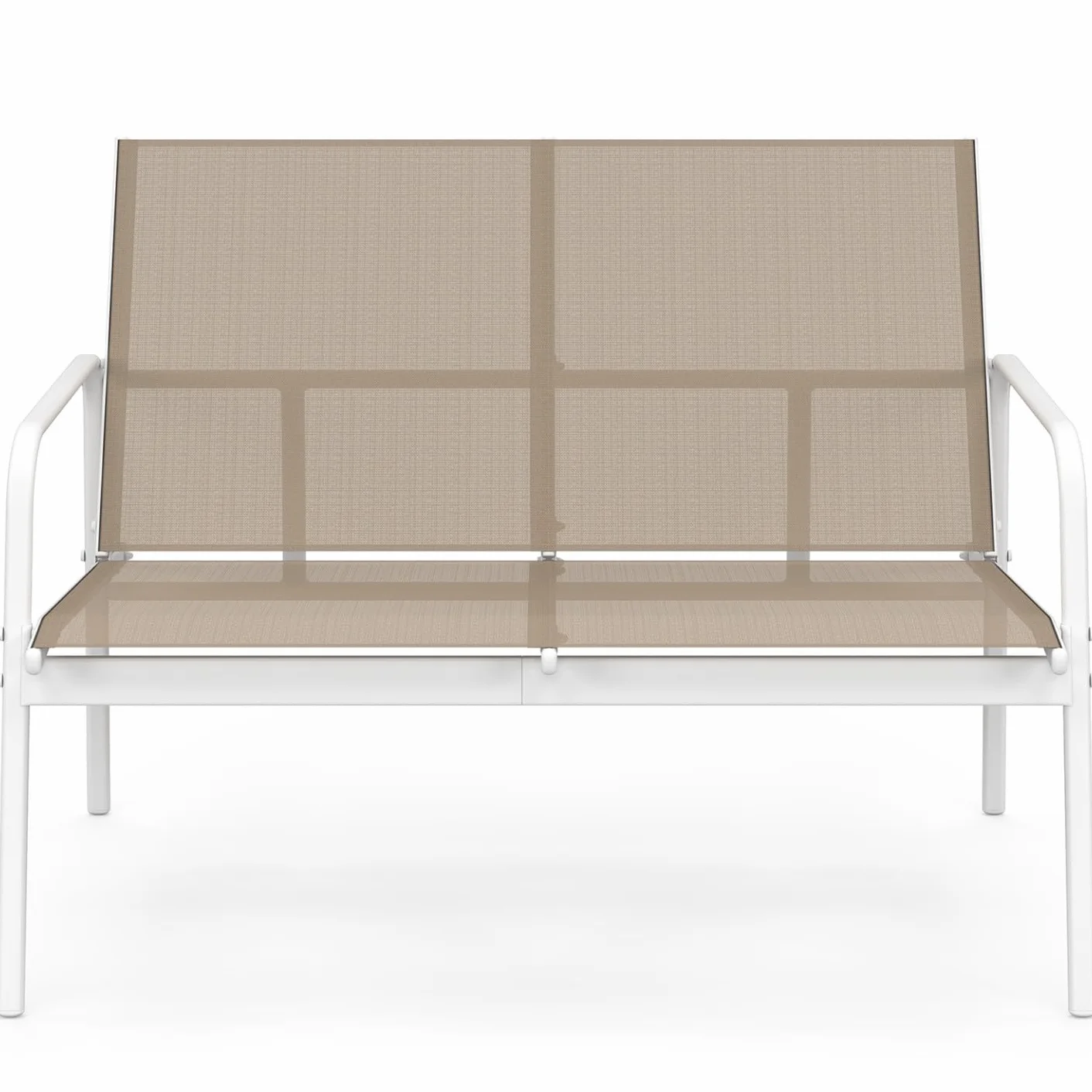 Salon de Jardin TOLEDE 4 Places Canapé Fauteuils Table Blanc Beige