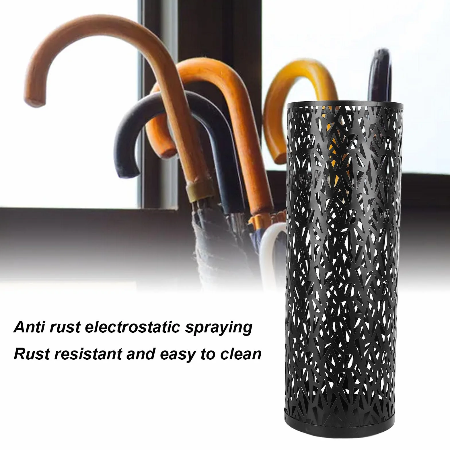 Sonew Porte-Parapluie Autoportant Métal Rond Noir 40 cm